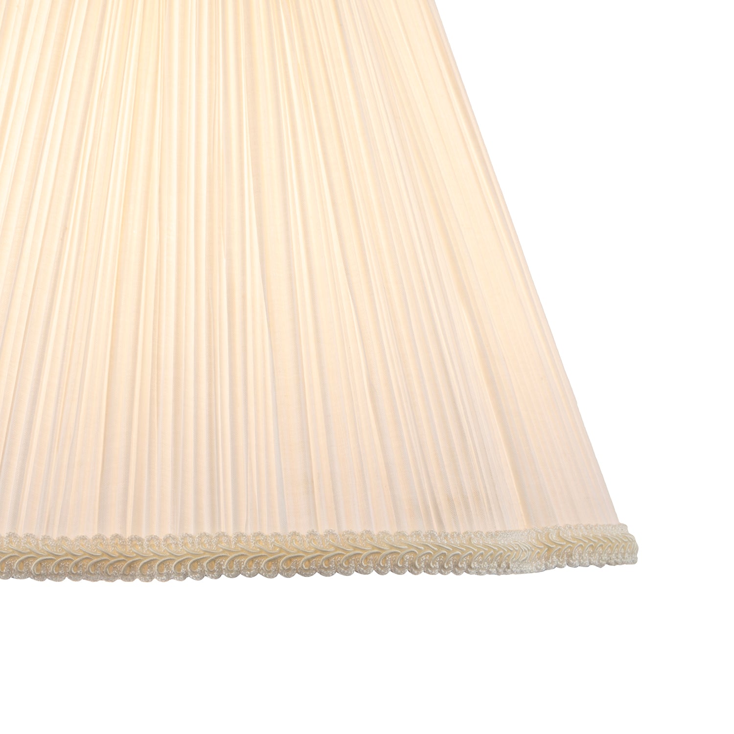 White Victorian Pleated Faux Silk Lamp Shade with Embroidered Trims Image 5