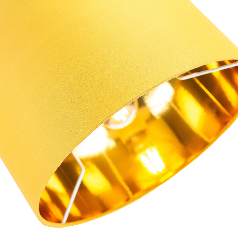 Contemporary Ochre Cotton 10" Table/Pendant Lamp Shade with Shiny Gold Inner Image 3