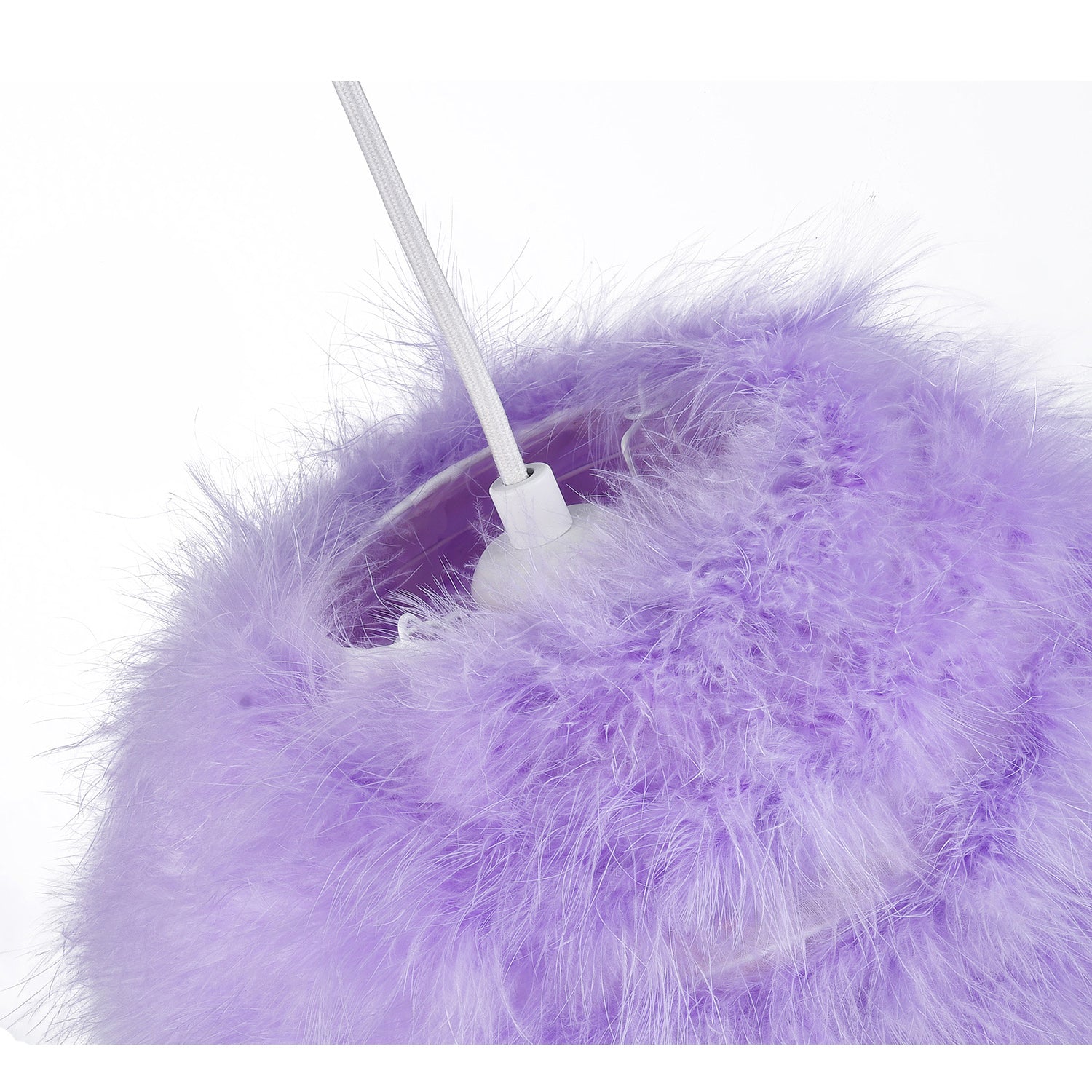 Modern and Chic Small Real Soft Lilac Feather Decorated Pendant Lamp Shade Image 3