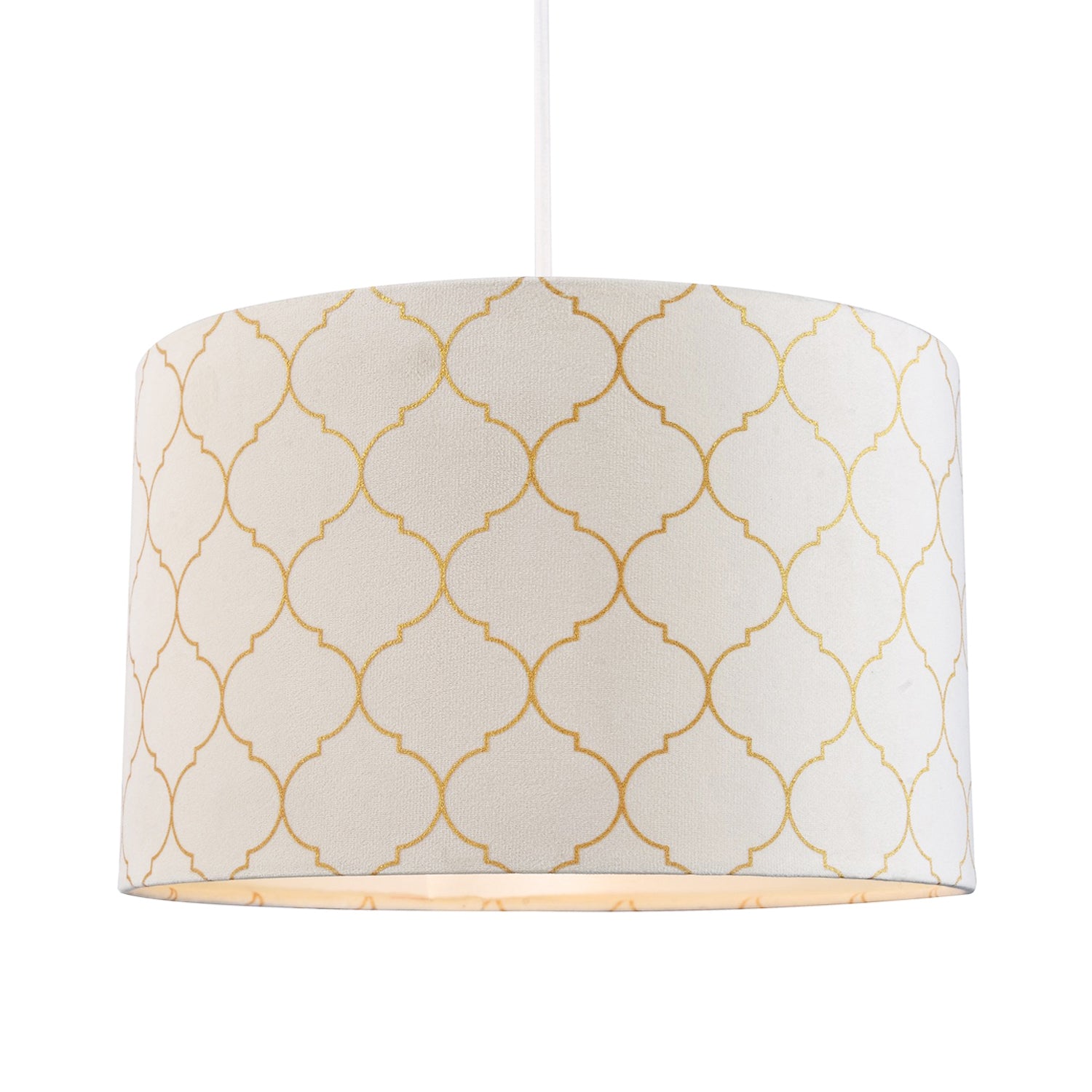 Modern Soft Brushable Light Cream Velvet 30cm Lamp Shade with Gold Foil Decor Image 5