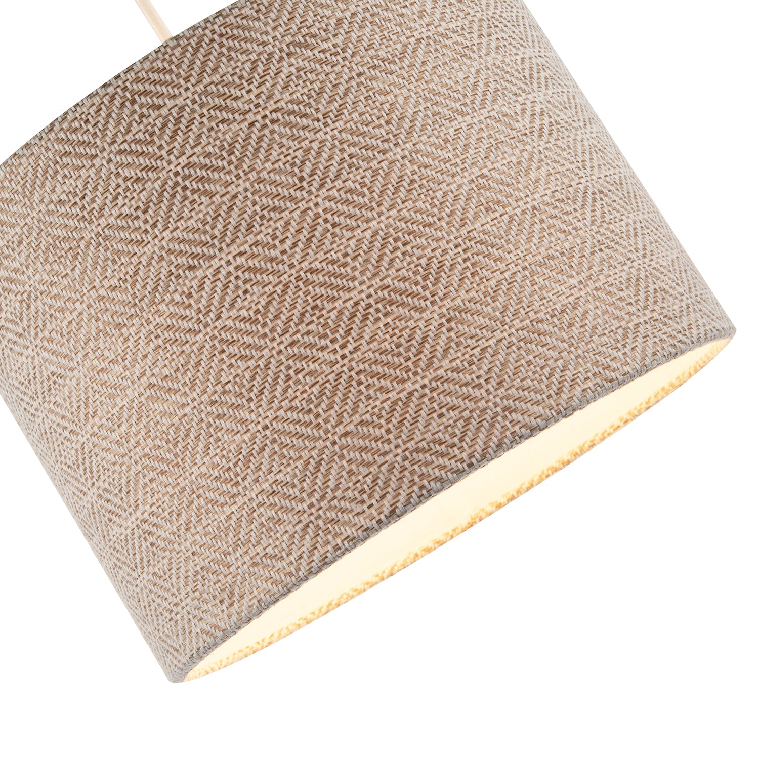 Unique Aztec Designed Drum Lamp Shade in Dark Taupe and White Linen Image 3