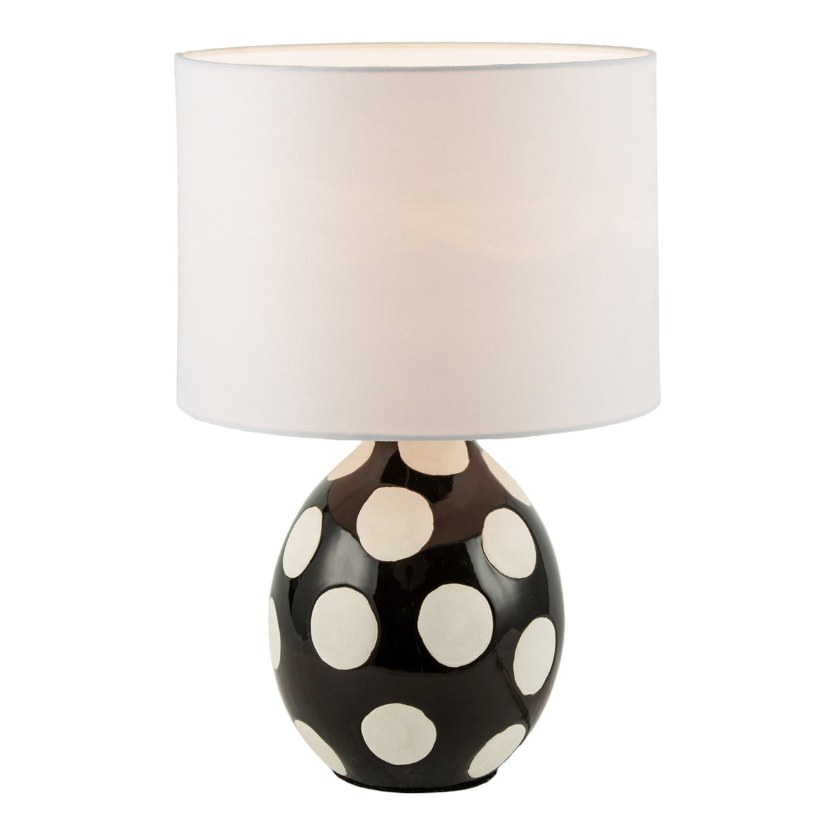 Modern Ceramic Glossy Black Table Lamp with White Polka Dot Spots Image 8