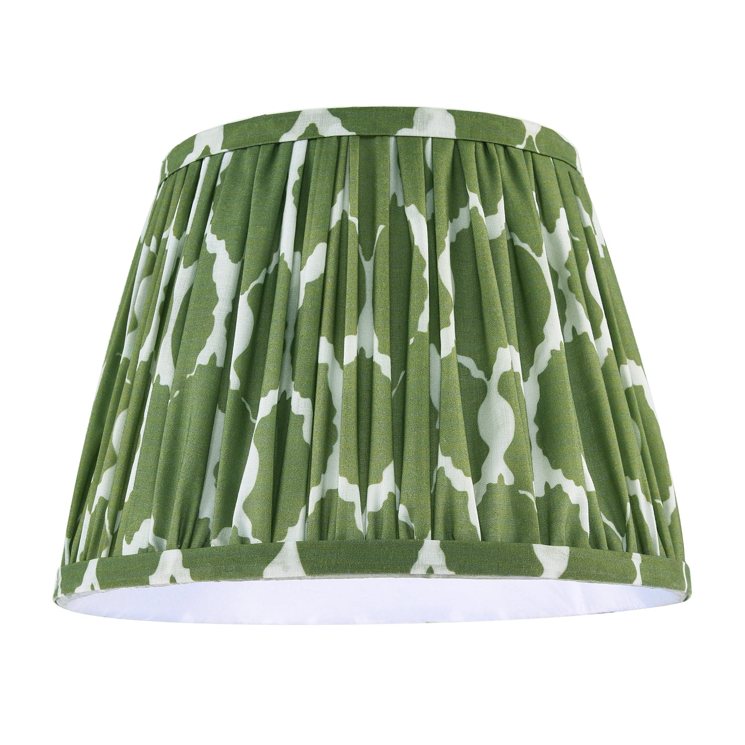 Modern Olive Green Pleated Cotton Fabric Lamp Shade with Wavy Design Image 1