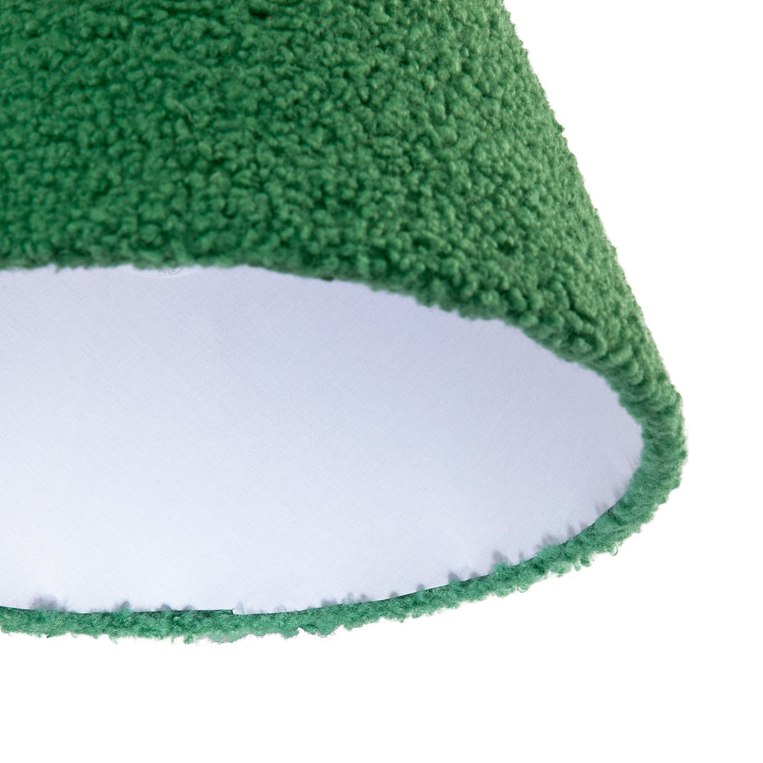 Emerald Green Textured Velvet Wool Fabric Lamp Shade with White Inner Image 5