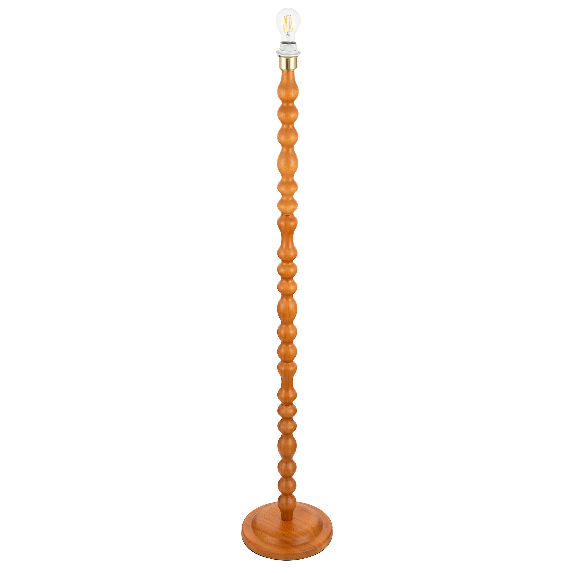 Oak Wooden Classic Standing Floor Lamp Base with Rippled Pole Design Image 3