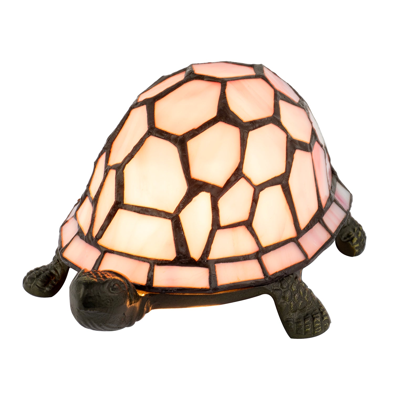 Classic and Quirky Soft Pink Stained Glass Tiffany Tortoise Table Lamp Image 8