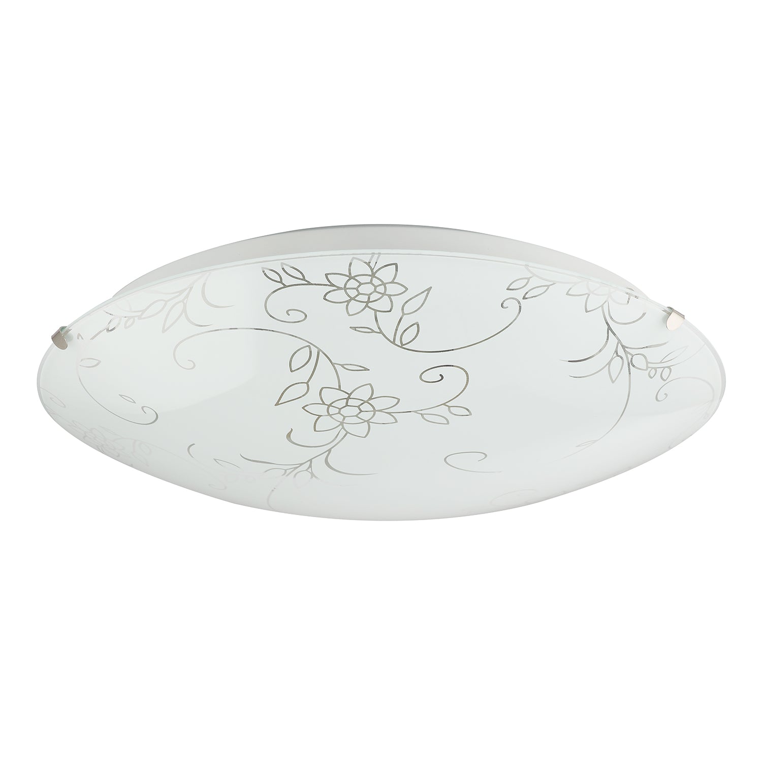 Floral Opal Glass Ceiling Light with Clear Inner Lines and Silver Metal Clips Image 1