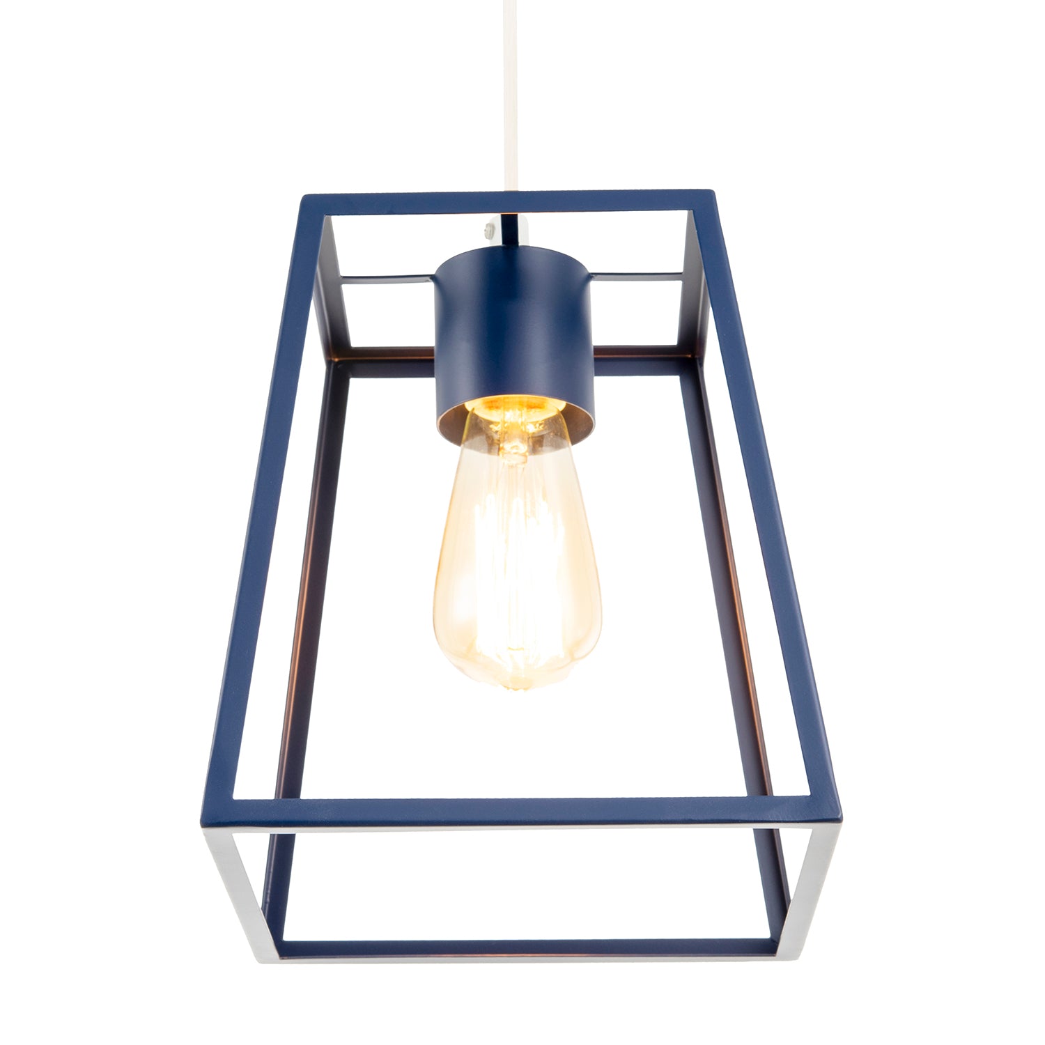 Industrial Lantern Lamp Shade in Navy Blue with Square Top and Bottom Image 8