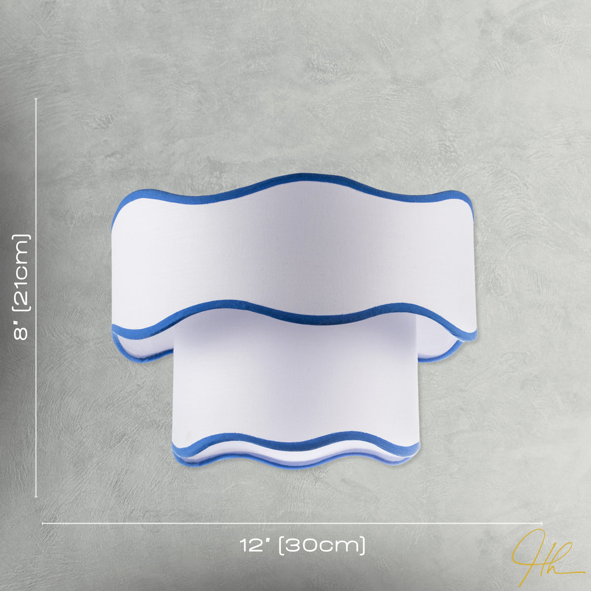 Tiered Design Double Layer White Cotton Pendant Shade with Blue Trim Image 7