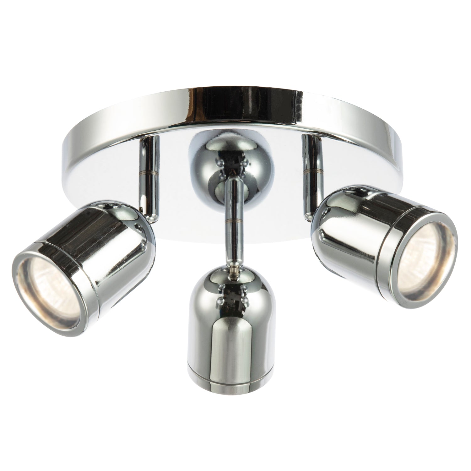 Modern Triple Metal Spot IP44 Bathroom Chrome Ceiling with Adjustable Heads Image 1