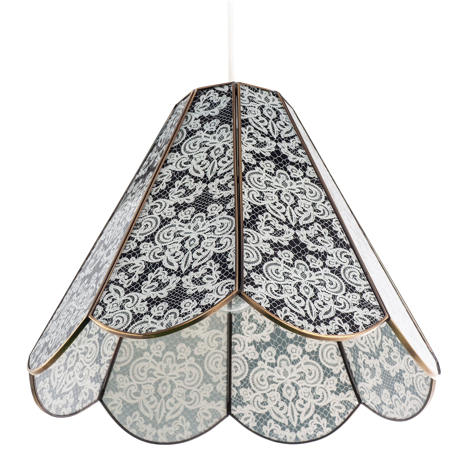 Classic Traditional White Floral Glass Pendant Ceiling Lighting Shade Image 5