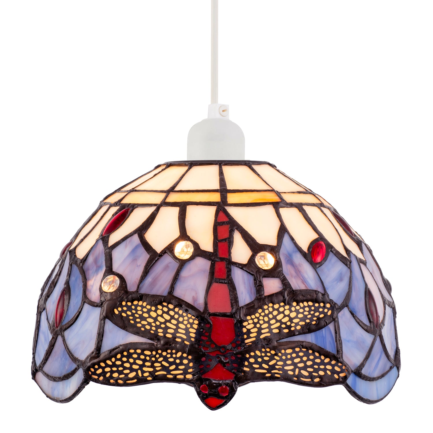 Lavender Purple Toned Stained Glass Dragonfly Tiffany Pendant Shade Image 2