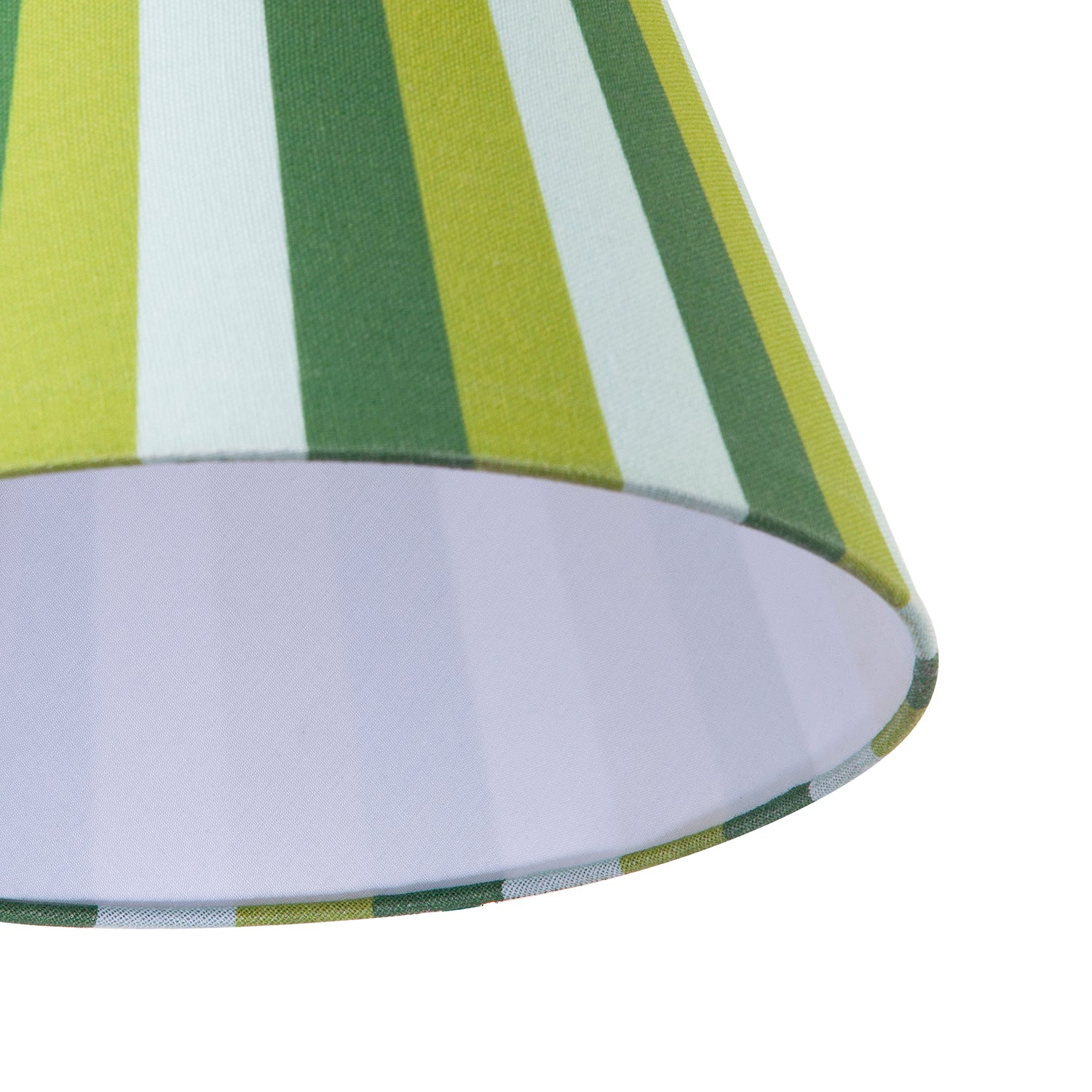 Multi Green Tone Striped Linen Coolie Lamp Shade with Cotton Inner Image 5