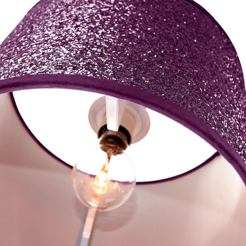 Modern and Designer Bright Purple Glitter Fabric Pendant/Lamp Shade 25cm Wide Image 3