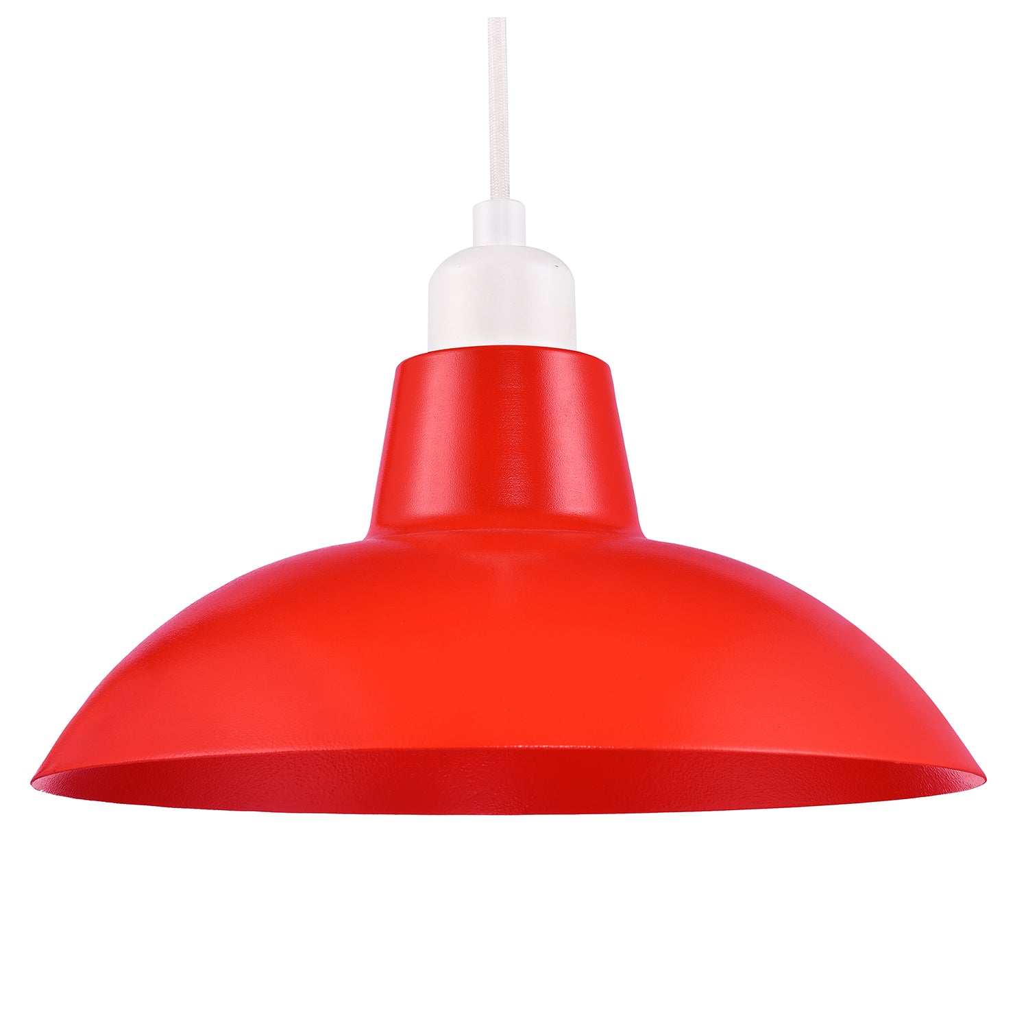 Industrial Retro Designed Matt Vibrant Red Curved Metal Ceiling Pendant Shade Image 1