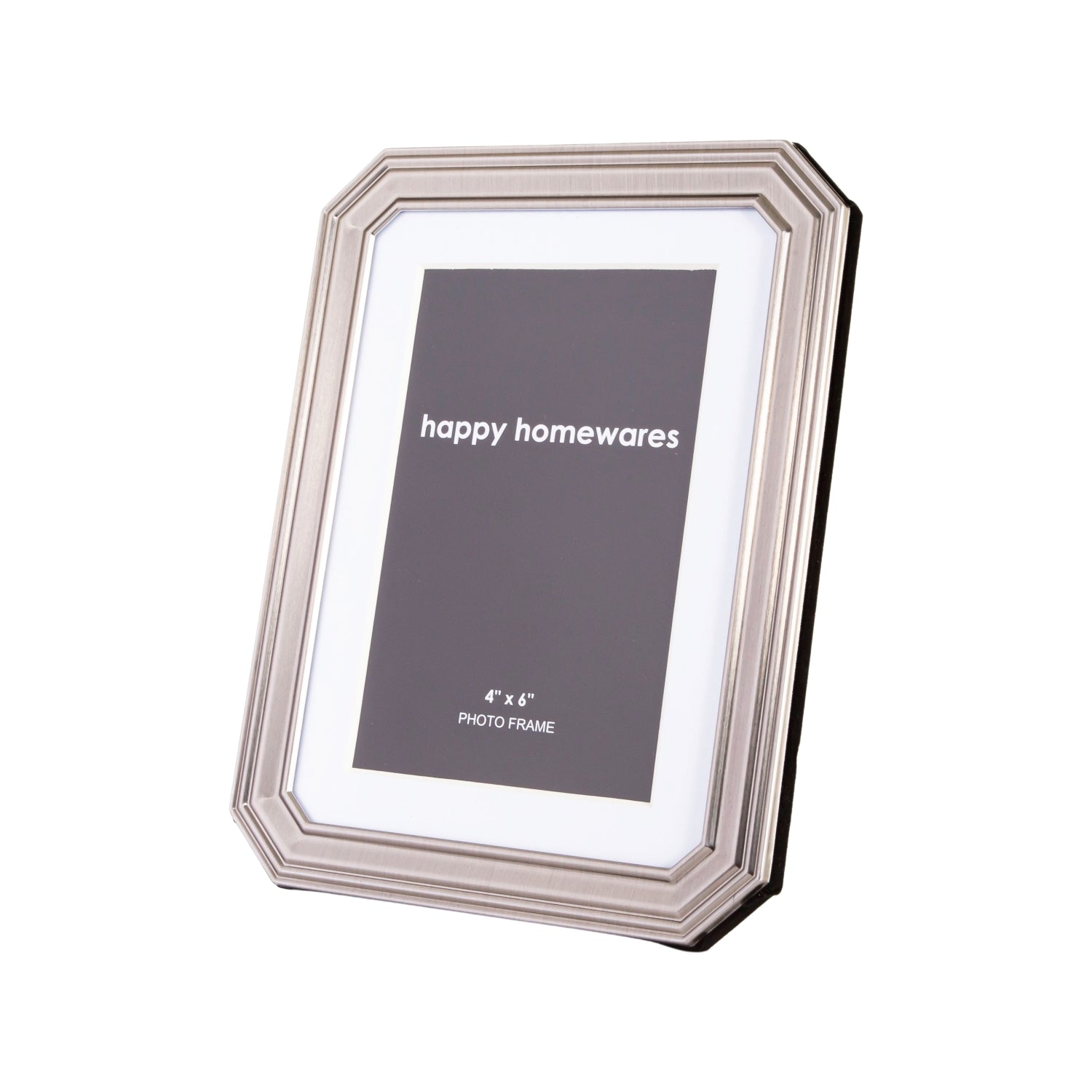 Traditional Bevelled Dark Pewter 4x6 Metal Picture Frame with Inner White Card Image 2