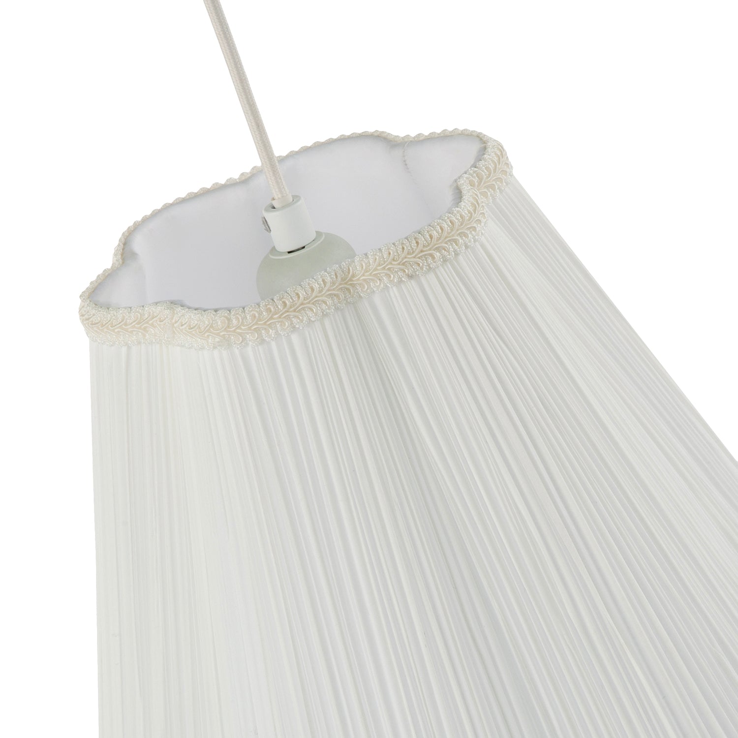 White Victorian Pleated Faux Silk Lamp Shade with Embroidered Trims Image 3