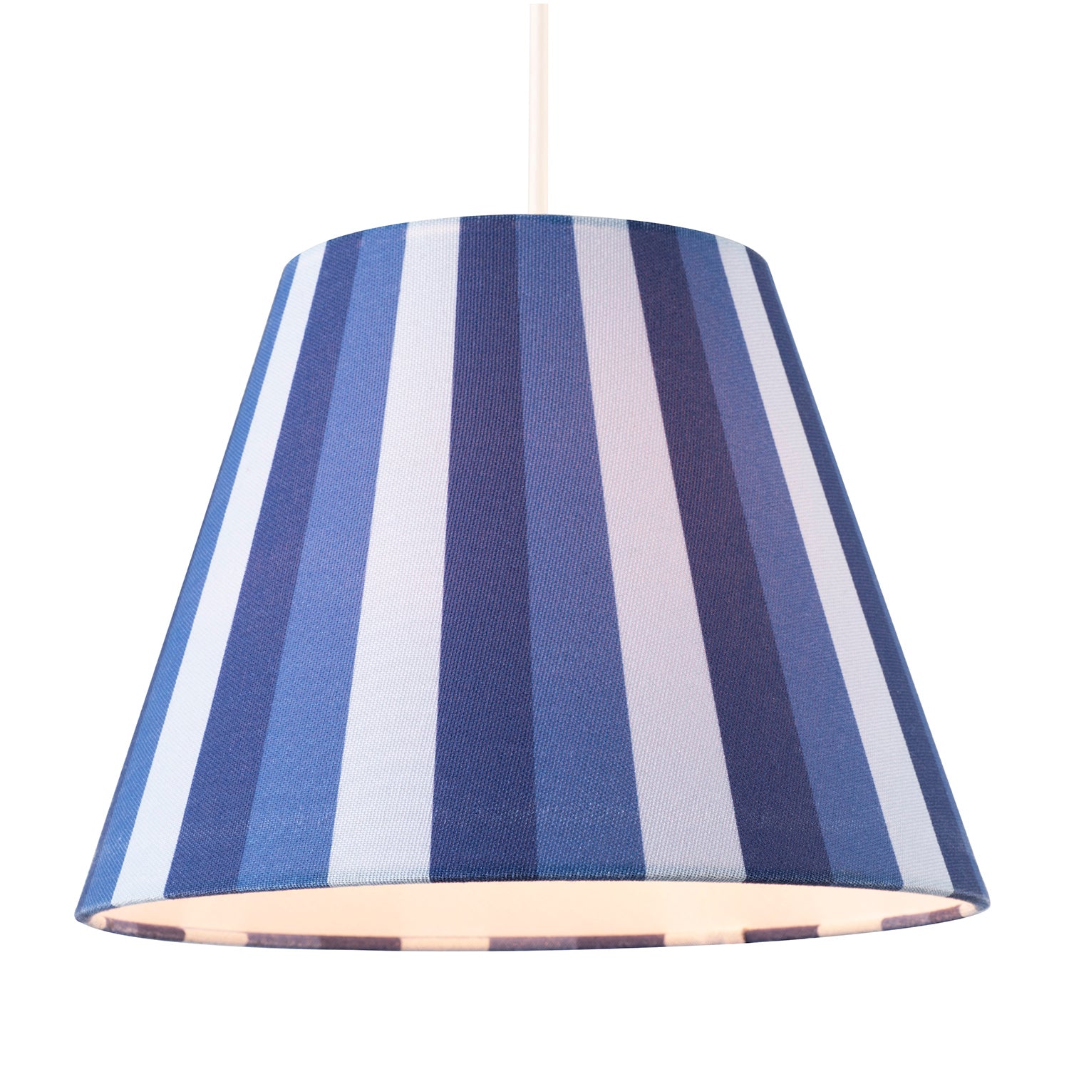 Multi Blue Tone Striped Linen Coolie Lamp Shade with Cotton Inner Image 2