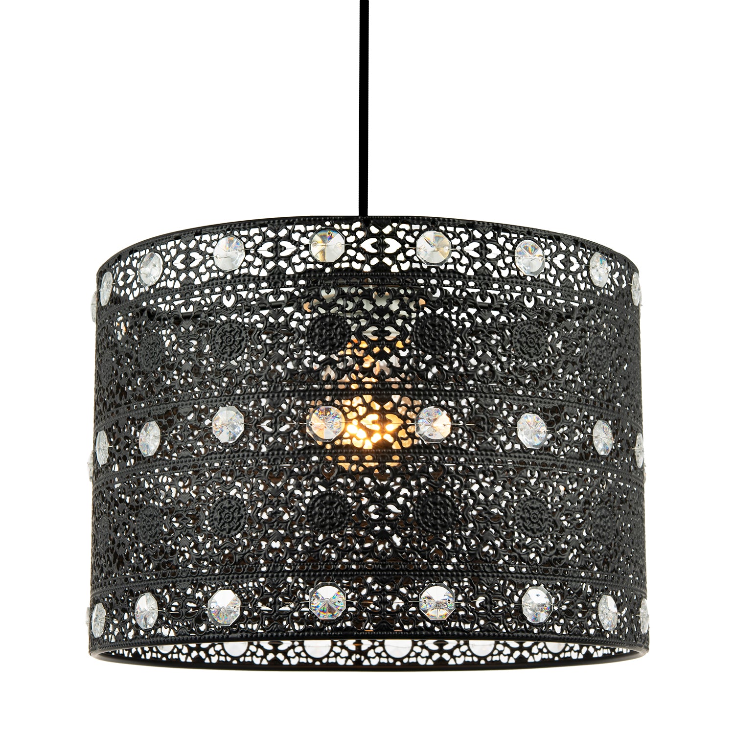 Classic Matte Black Acrylic Gem Moroccan Style Chandelier Pendant Light Shade Image 1