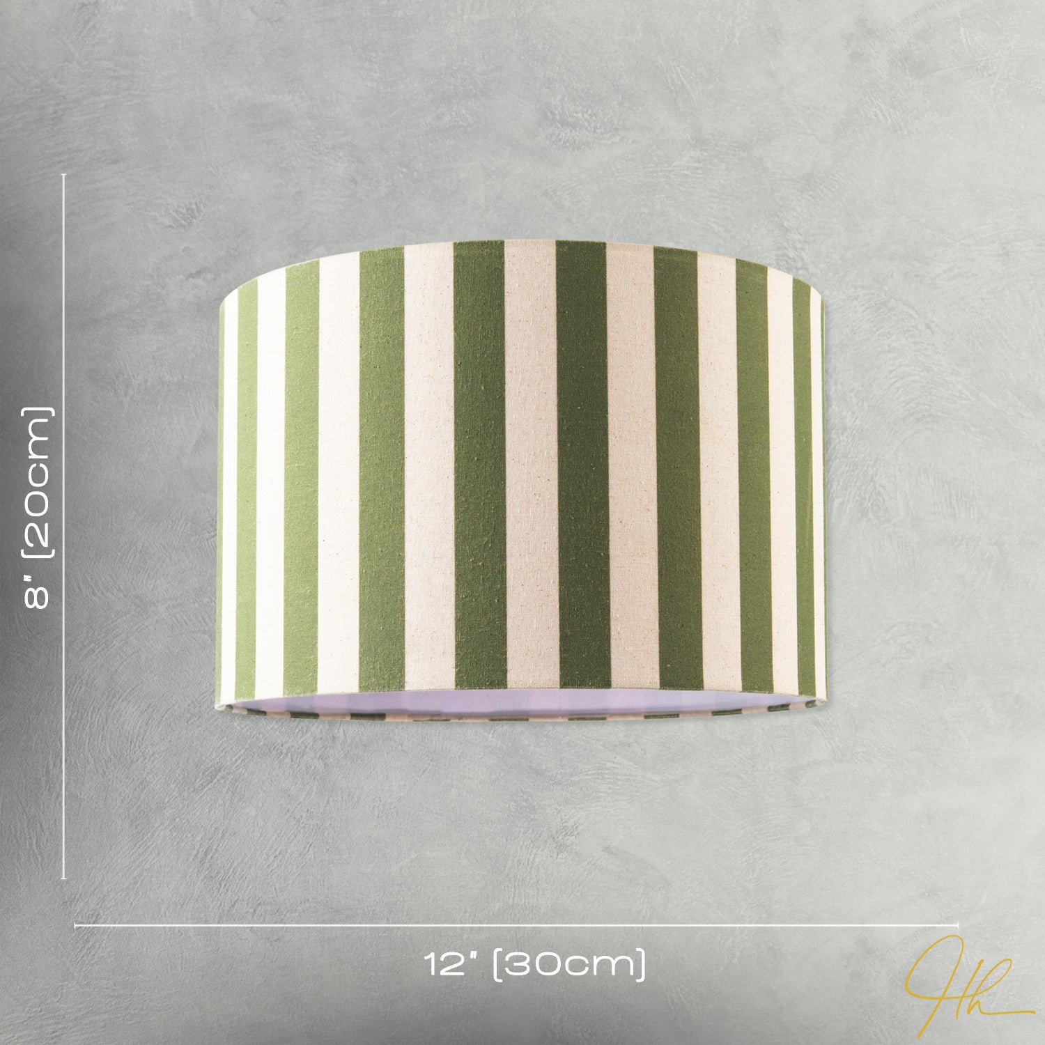 Garden Olive Green and Oatmeal Linen Striped Shade with Fabric Inner Image 7