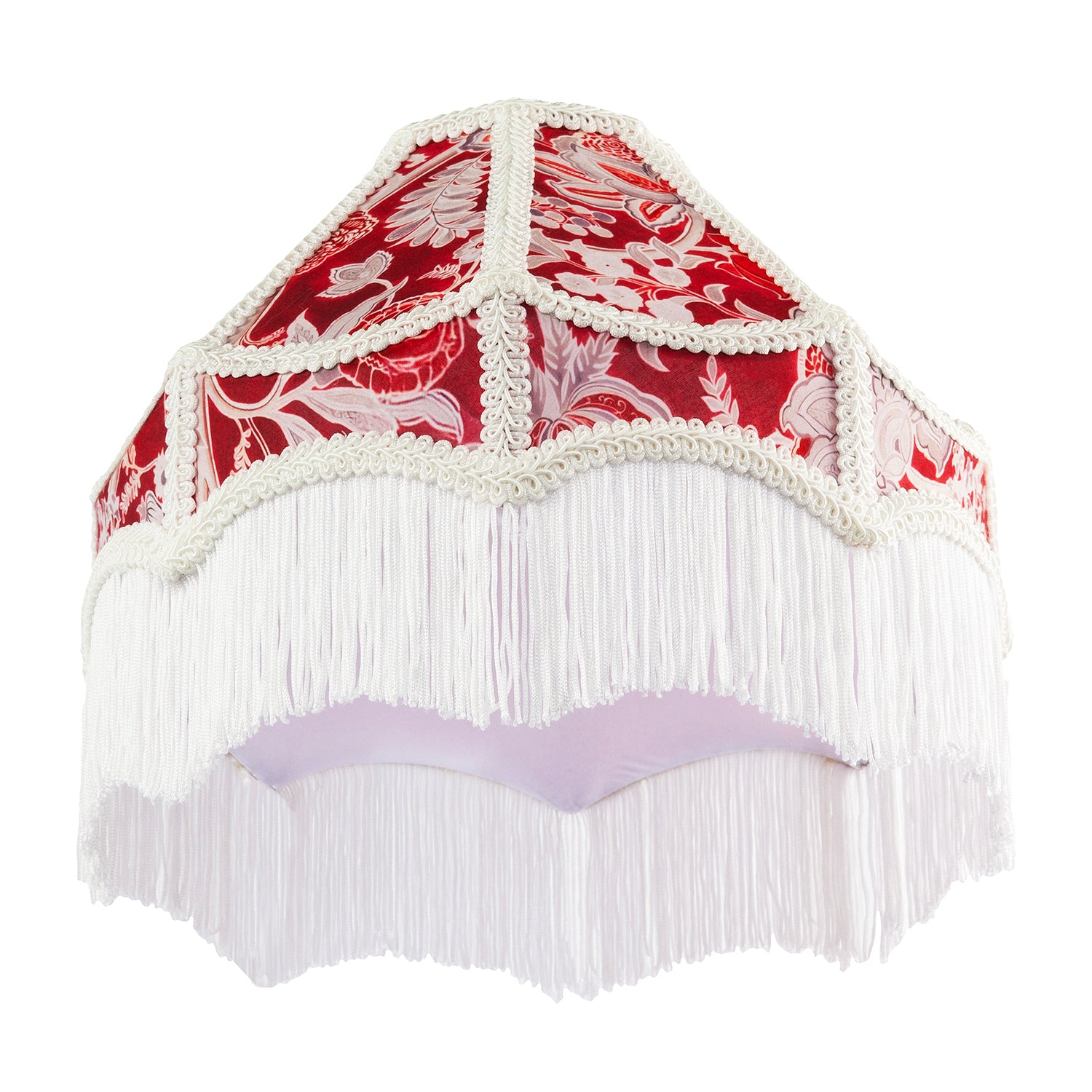 Vintage Victorian Style Floral Pendant Shade in Burgundy Red Fabric Image 4