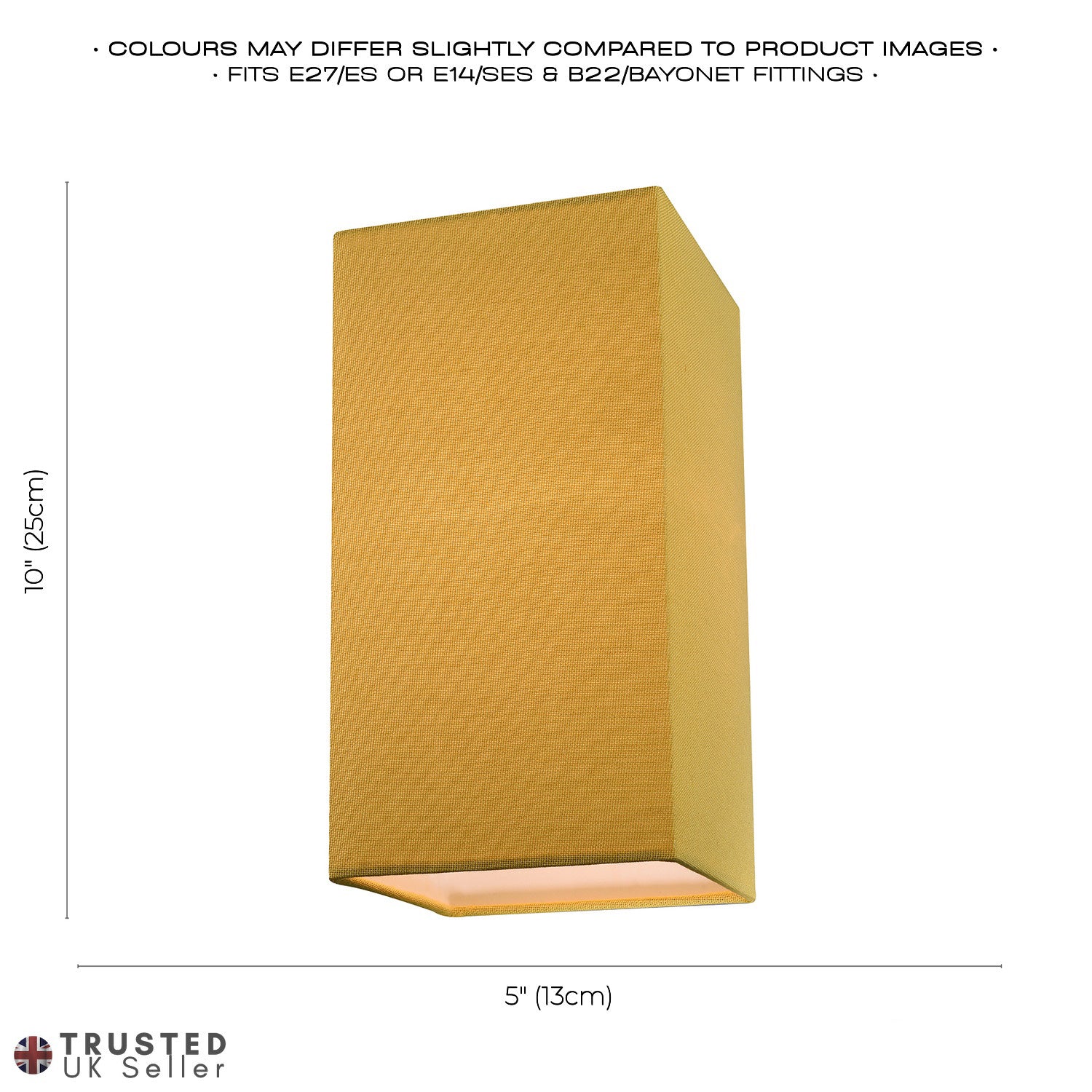 Contemporary and Stylish Ochre Linen Fabric Tall Rectangular 25cm Lampshade Image 6