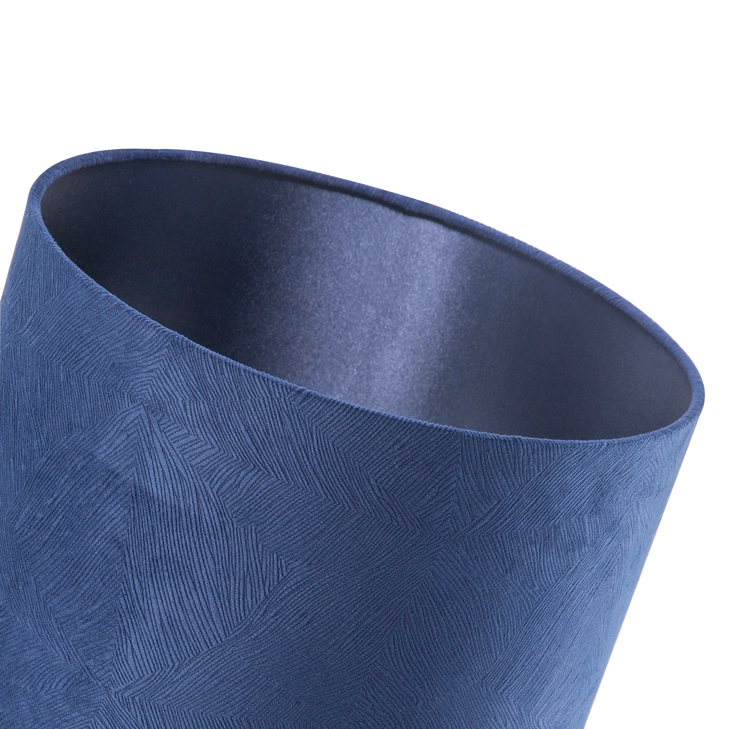 Contemporary Thin Lined Midnight Blue Velvet Fabric Round Lamp Shade Image 4