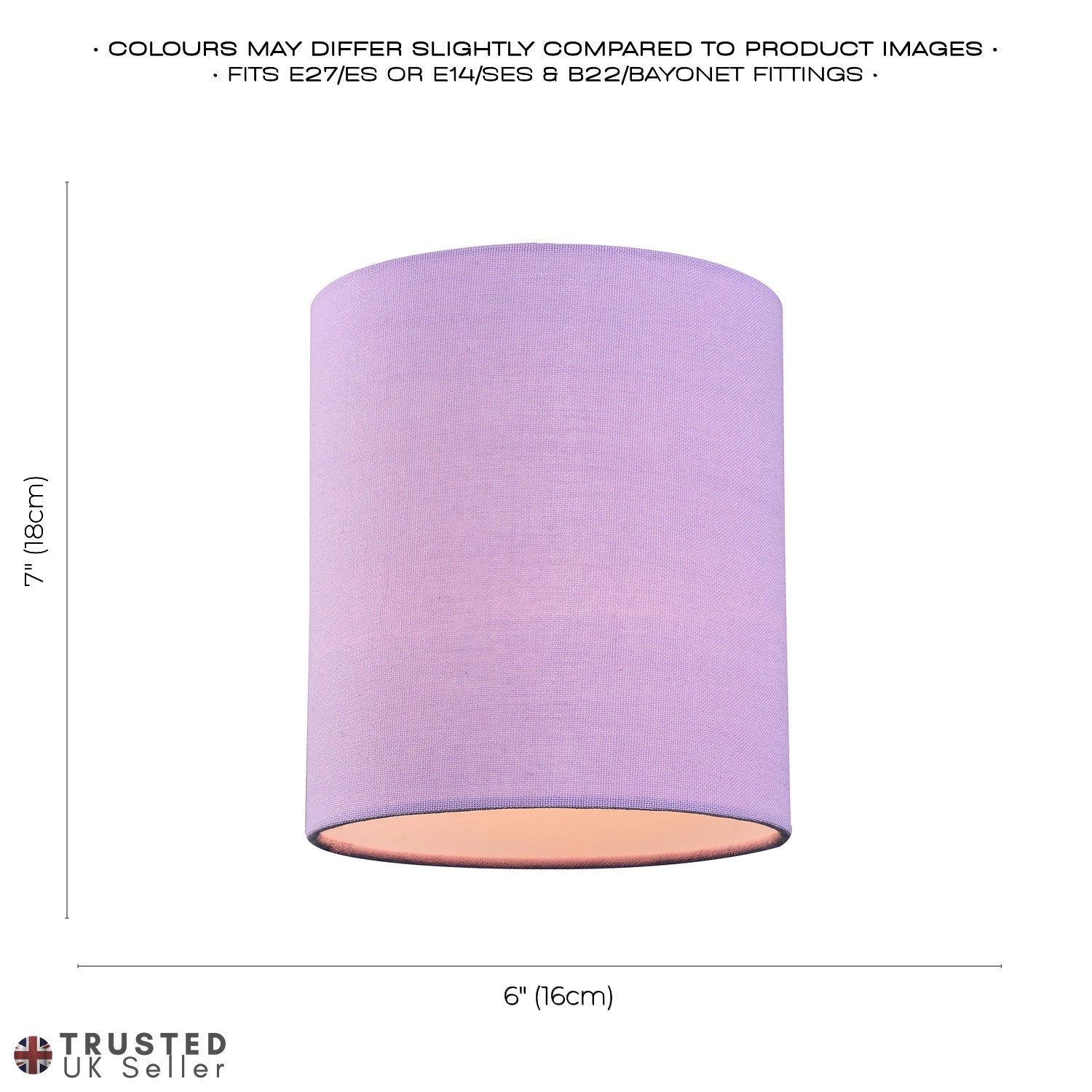 Contemporary and Elegant Soft Lilac Linen Fabric 18cm High Cylinder Lamp Shade Image 6