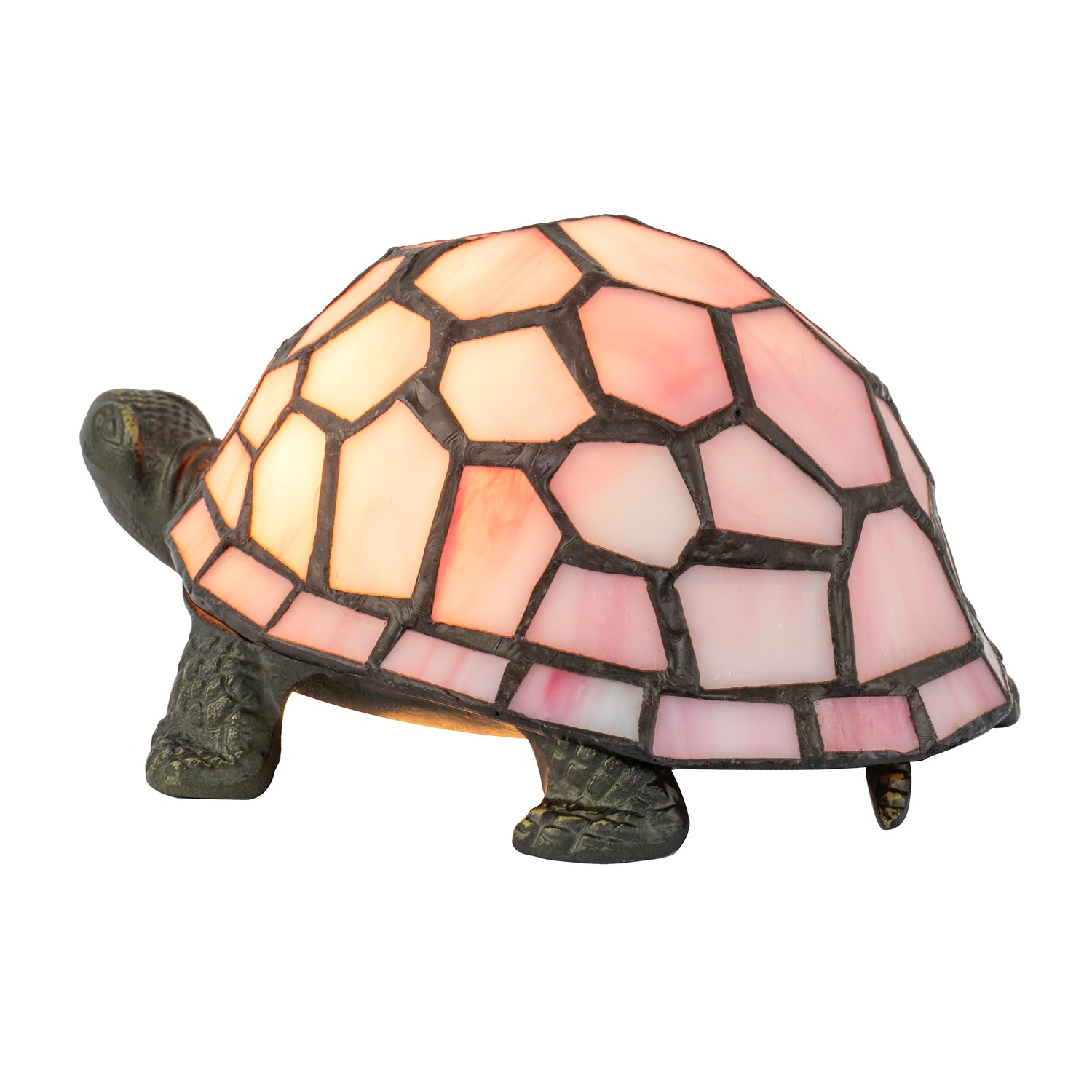 Classic and Quirky Soft Pink Stained Glass Tiffany Tortoise Table Lamp Image 2