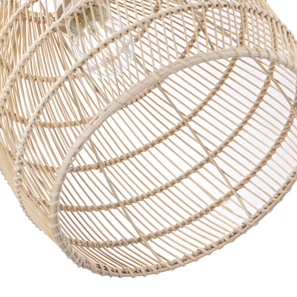 Traditional Vintage Spiral Cage Design Natural Brown Rattan Ceiling Lamp Shade Image 3