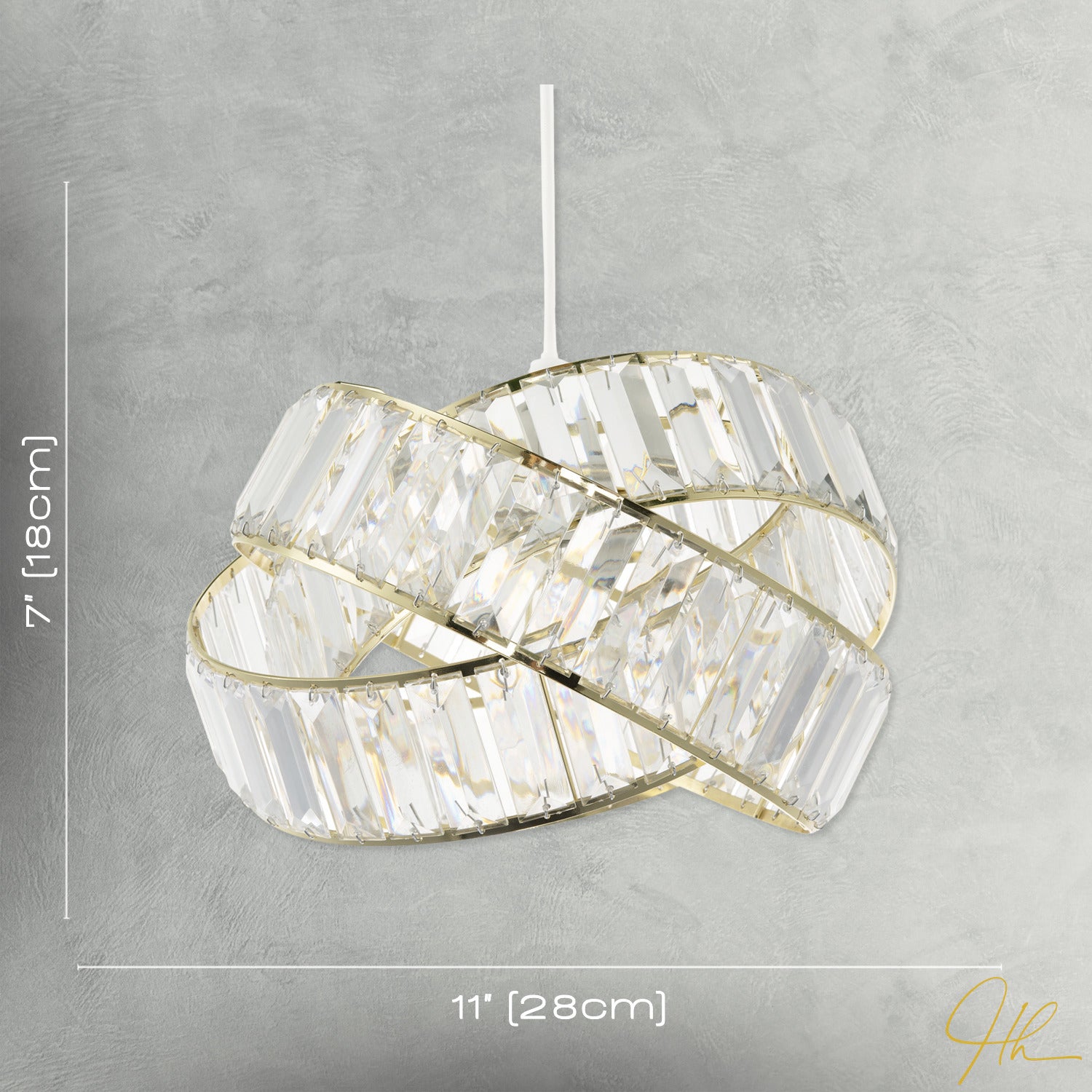 Modern Three Ring Gold Pendant Shade with Transparent Acrylic Prisms Image 7
