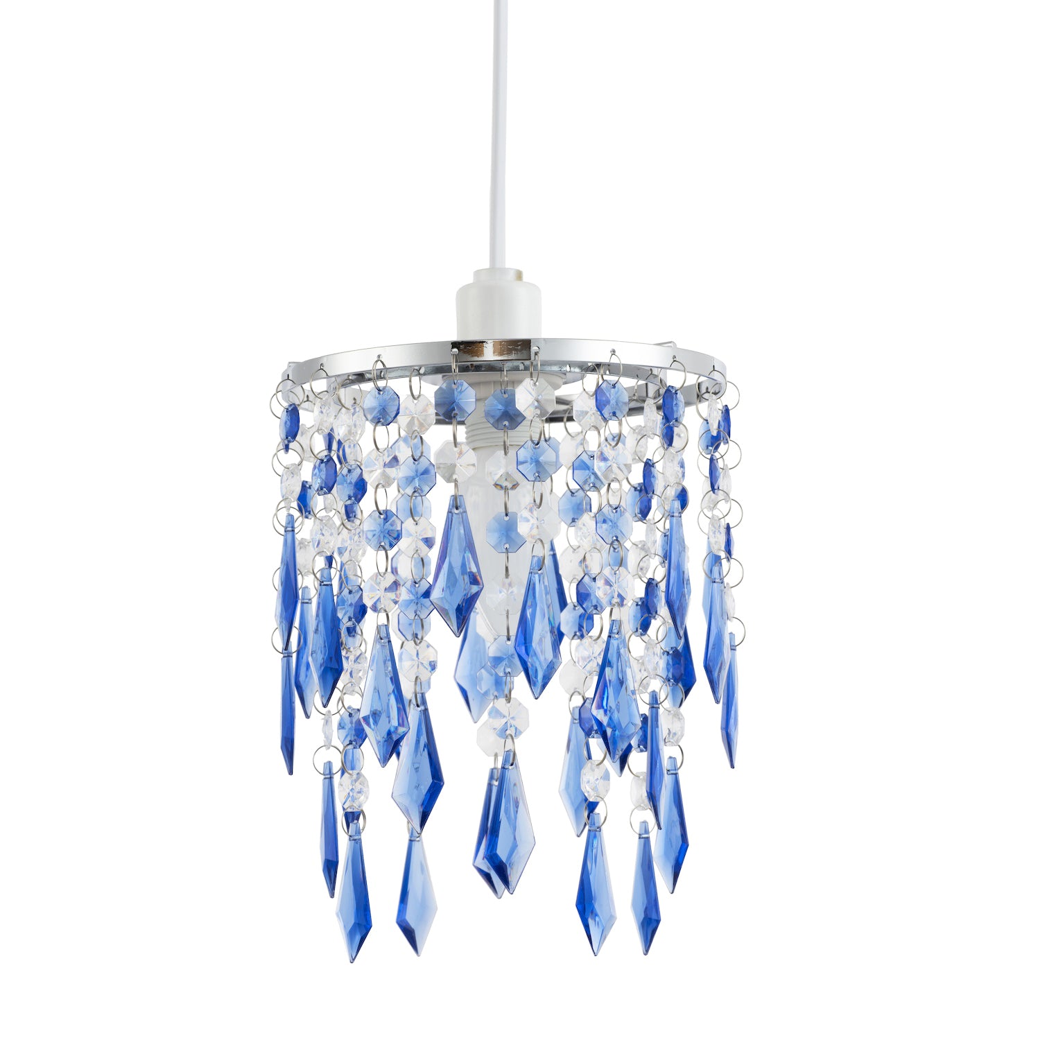 Modern Waterfall Design Pendant Shade with Clear/Blue Acrylic Drops and Beads Image 2