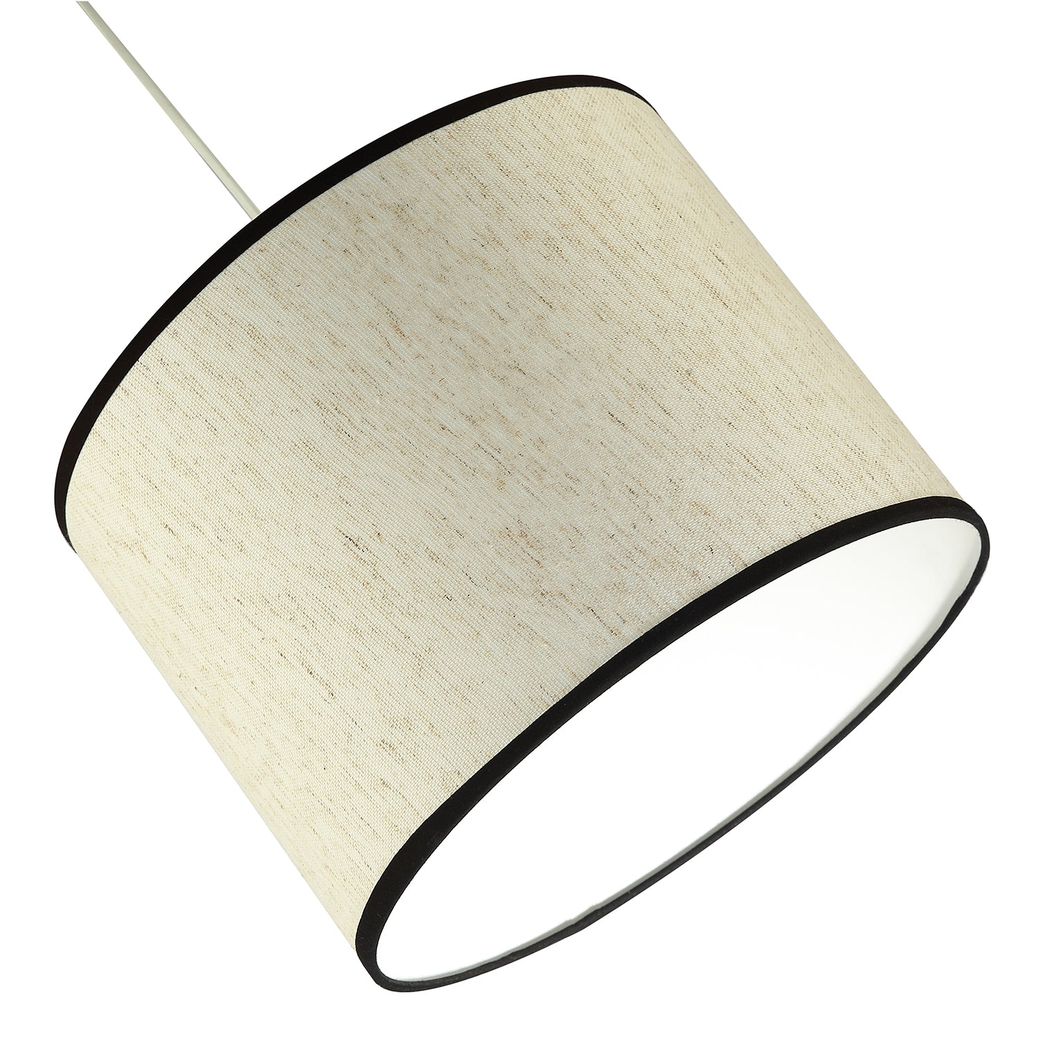 Classic Oatmeal Linen Fabric Drum Lamp Shade with Black Cotton Trims Image 3