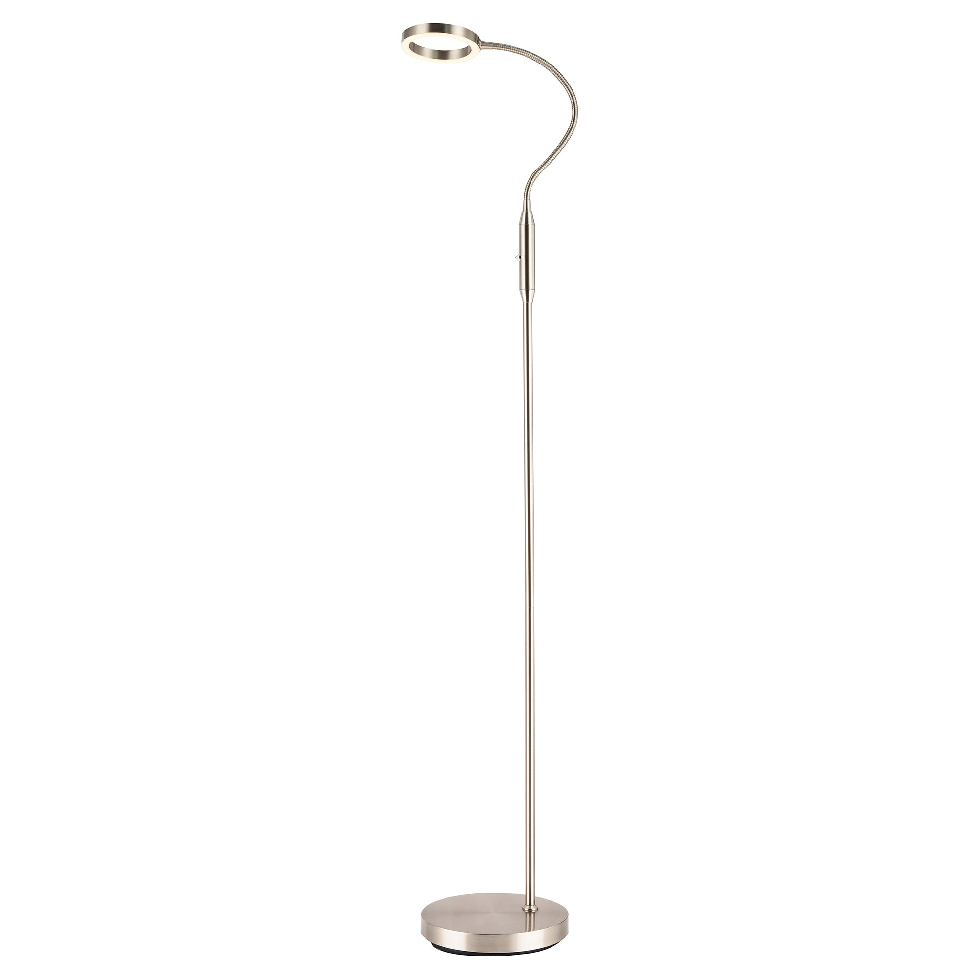 Modern Nickel Task Floor Lamp with LED Halo Ring and CCT Memory Dimmer Image 2