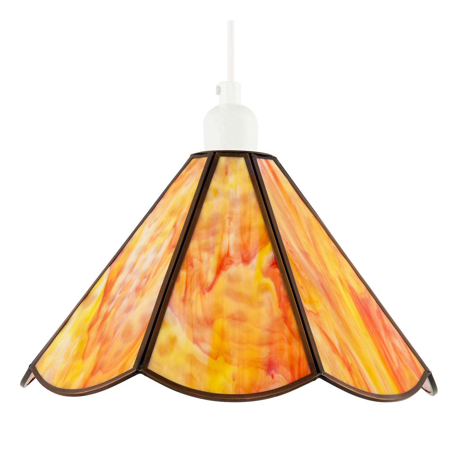 Classic Orange and Amber Tiffany Glass Easy Fit Pendant Lighting Shade Image 8