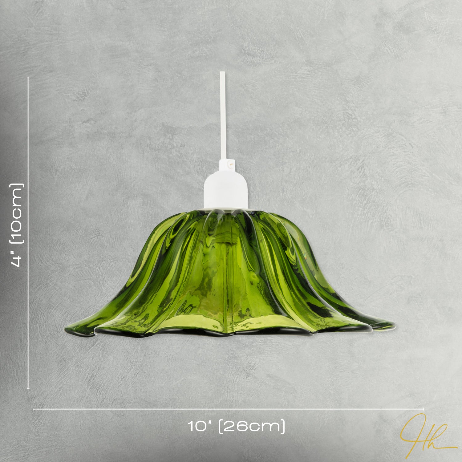 Modern Scallop Moulded Glass Pendant Light Shade in Deep Forest Green Image 7