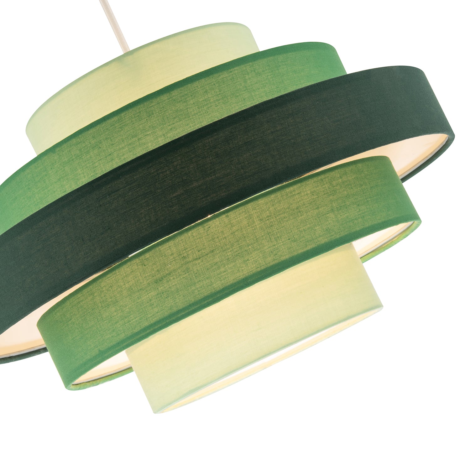 Five Tier Pendant Lighting Shade with Various Green Cotton Rings Image 3