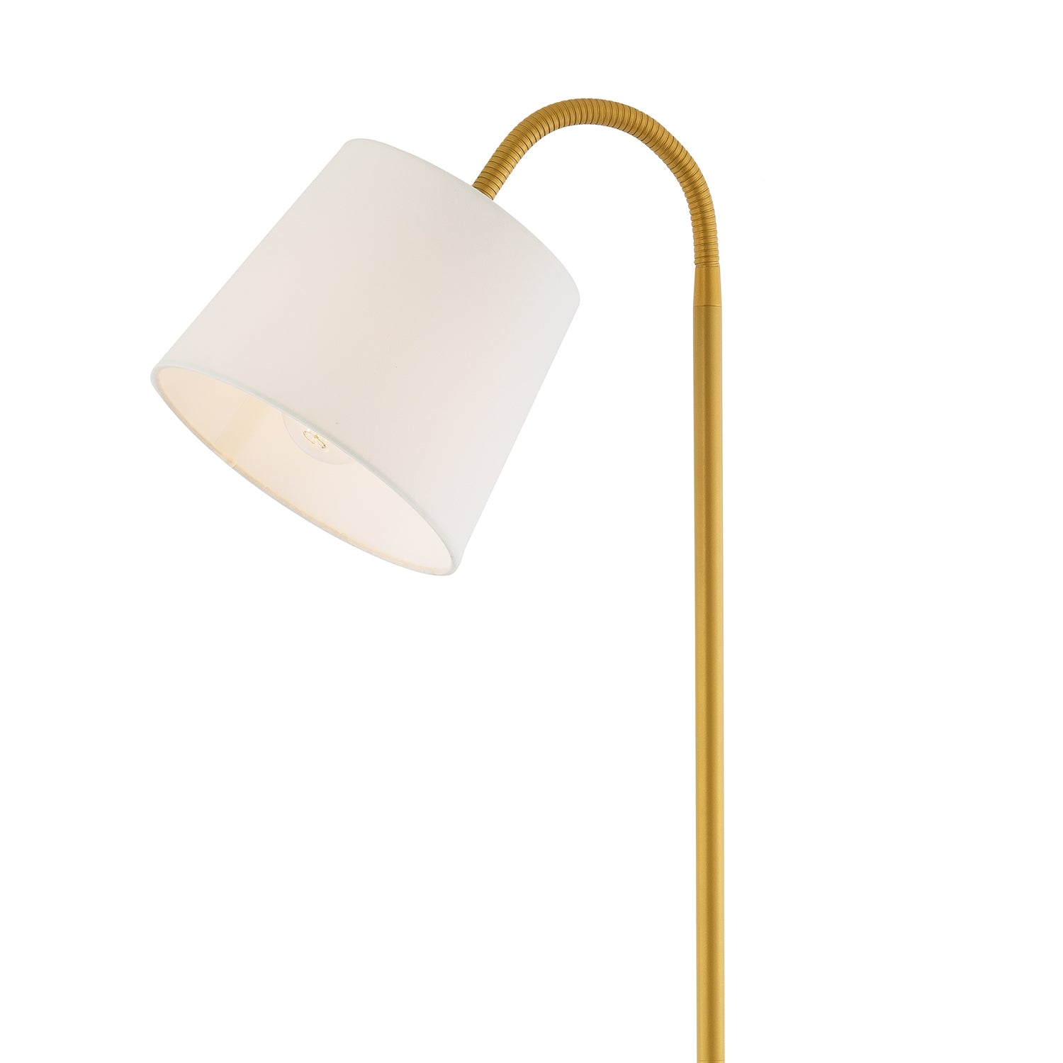 Designer Chic Standing Floor Lamp in Satin Gold with White Cotton Fabric Shade Image 3