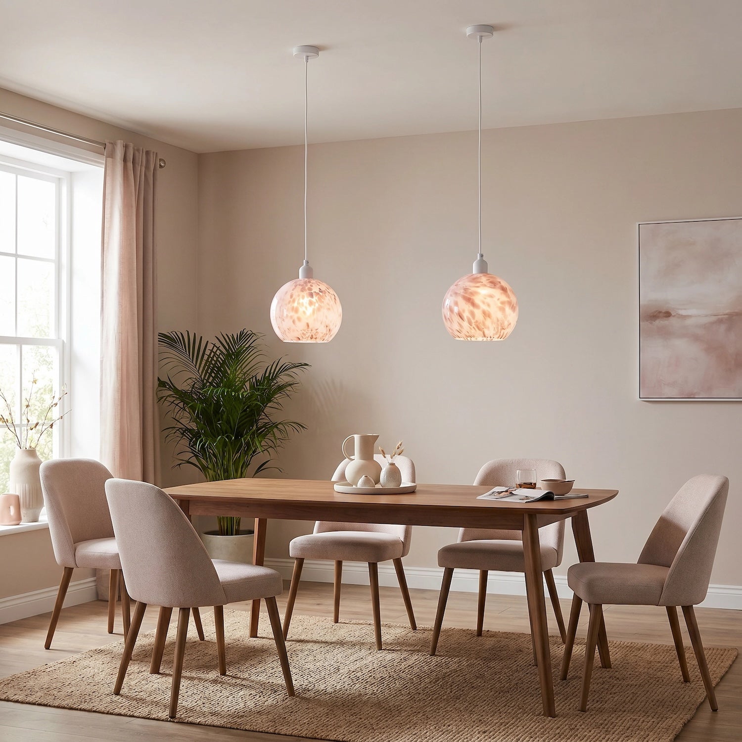 Modern Pink and White Snowflake 20cm Glass Pendant Ceiling Lamp Shade Image 6