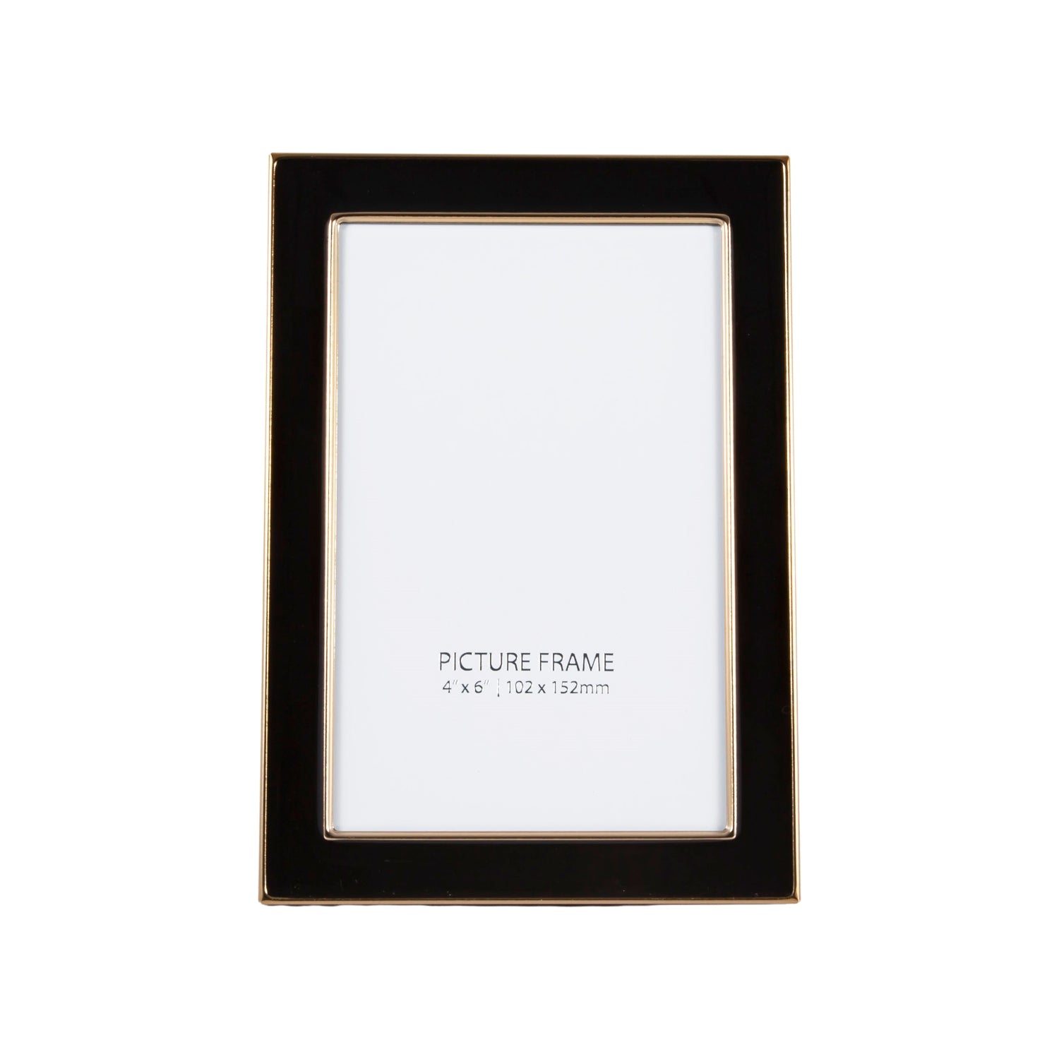 Modern Designer Shiny Gold Metal and Black 4x6 Picture Frame for Wall or Table Image 1