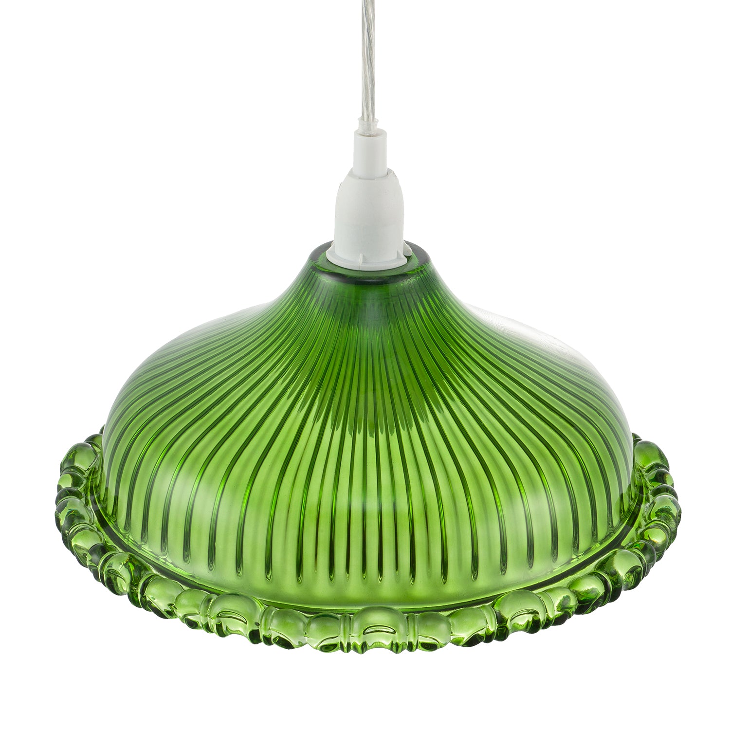 Modern Green Line Ribbed Glass Pendant Light Shade with Moulded Edge Image 3