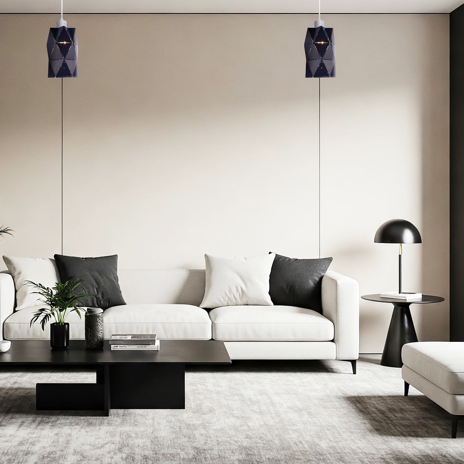 Modern Midnight Blue Metal Pendant Shade with Diamond Shaped Cut Outs Image 7