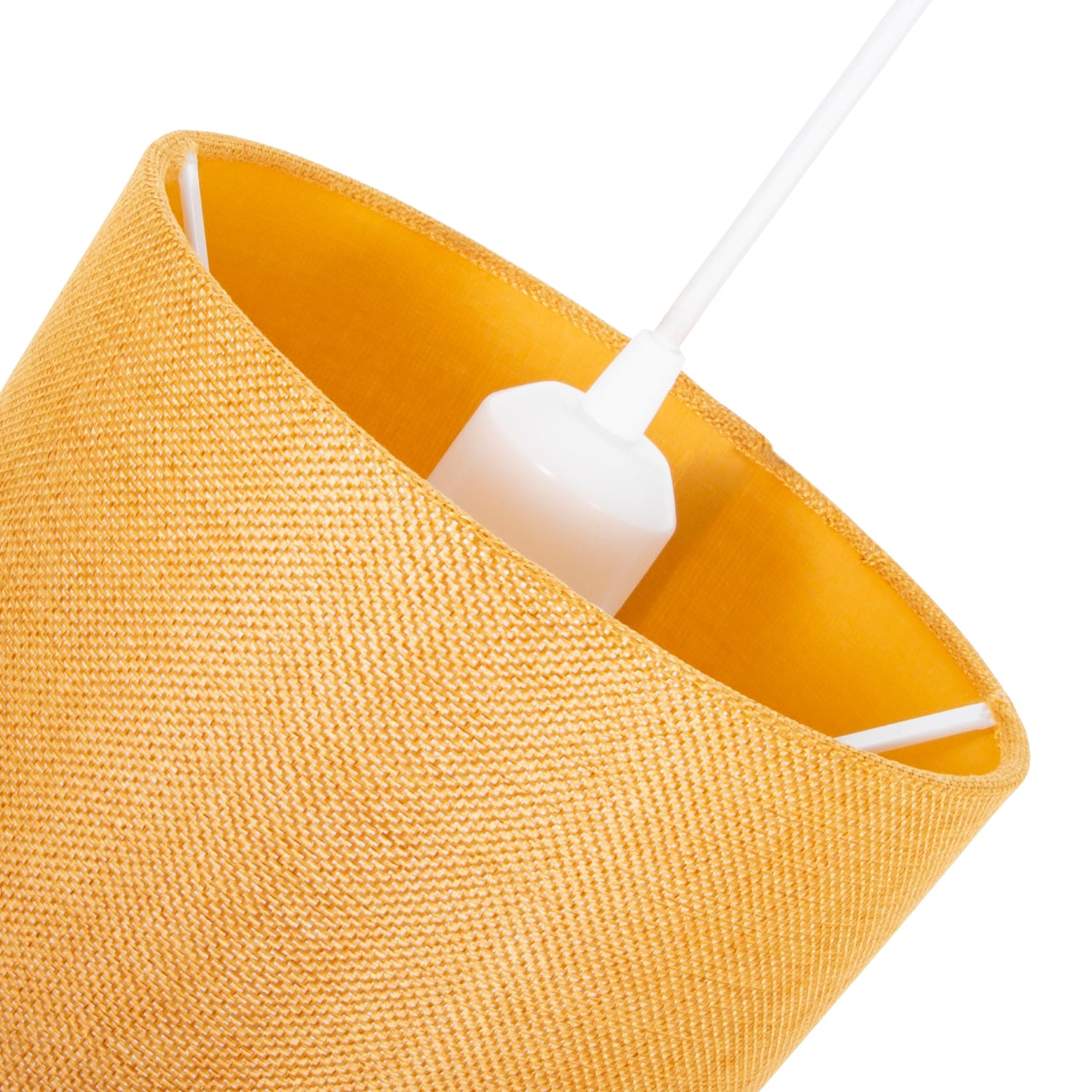 Modern Ochre Linen Fabric Small 8" Drum Lamp Shade with Matching Cotton Lining Image 4