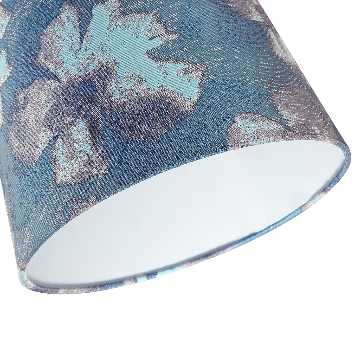 Duck Egg and Blue Floral Drum Lamp Shade with Cotton Inner Lining Image 3