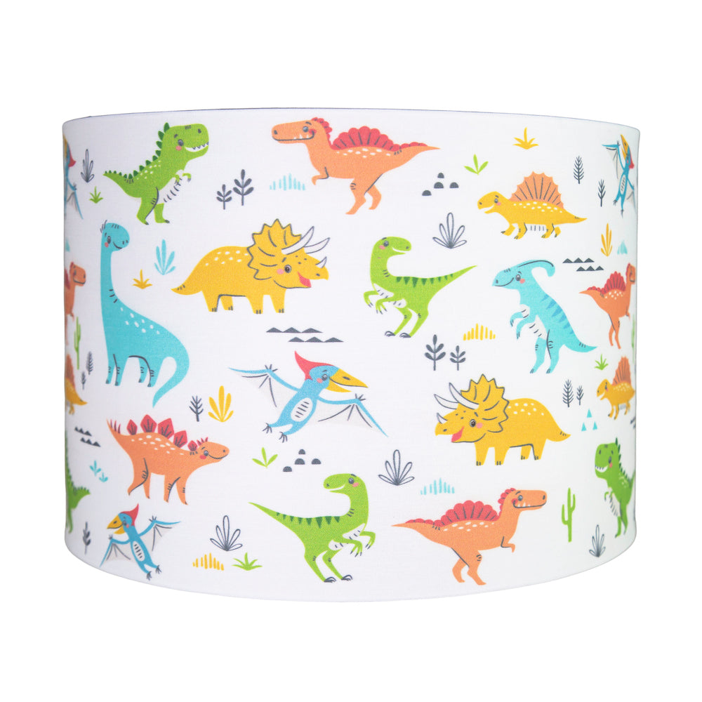 Modern and Colourful Dinosaurs Childrens Cotton Fabric Lamp Shade - 25cm Image 1