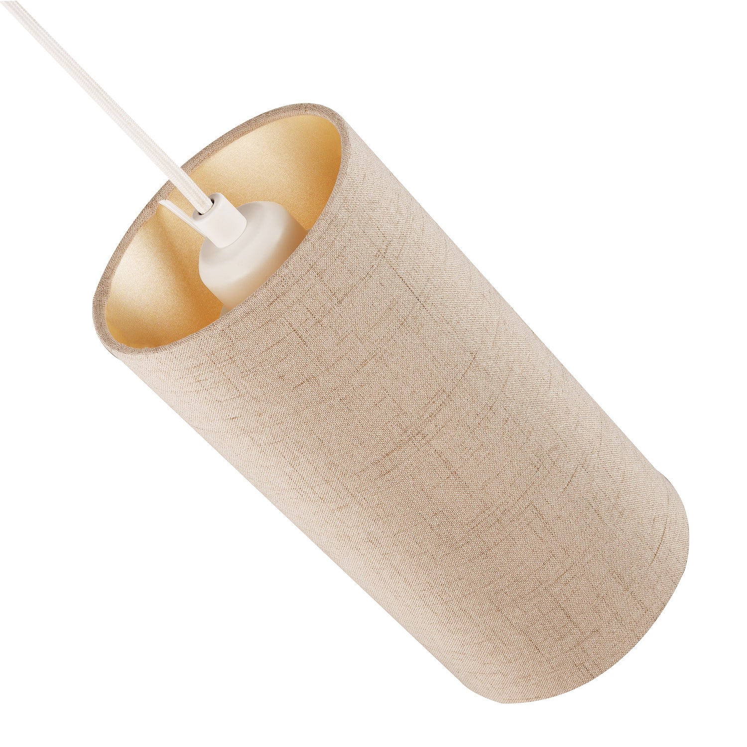 Modern and Stylish Stitched Effect Taupe Linen Fabric Cylindrical 25cm Lampshade Image 4