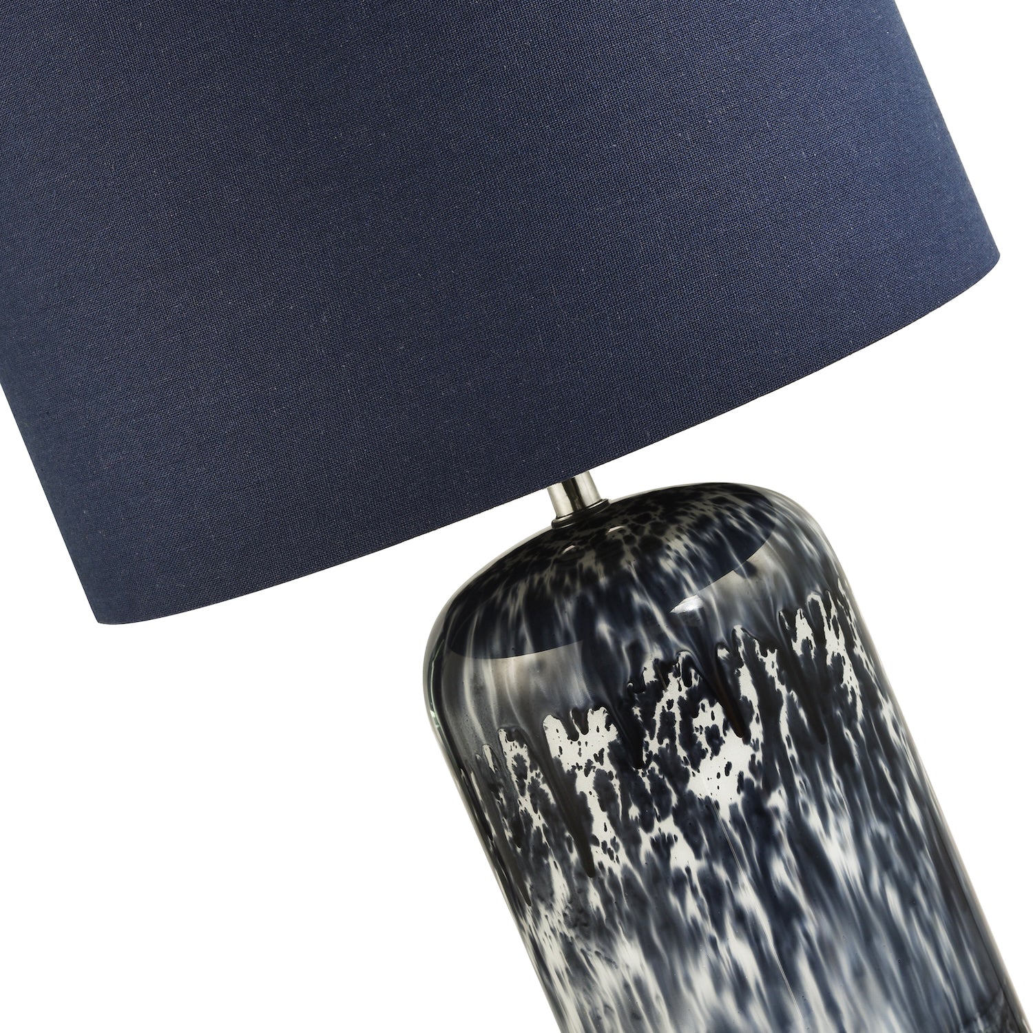 Modern Navy Blue and Smoked Grey Marble Snowflake Glass Table Lamp with Shade Image 2