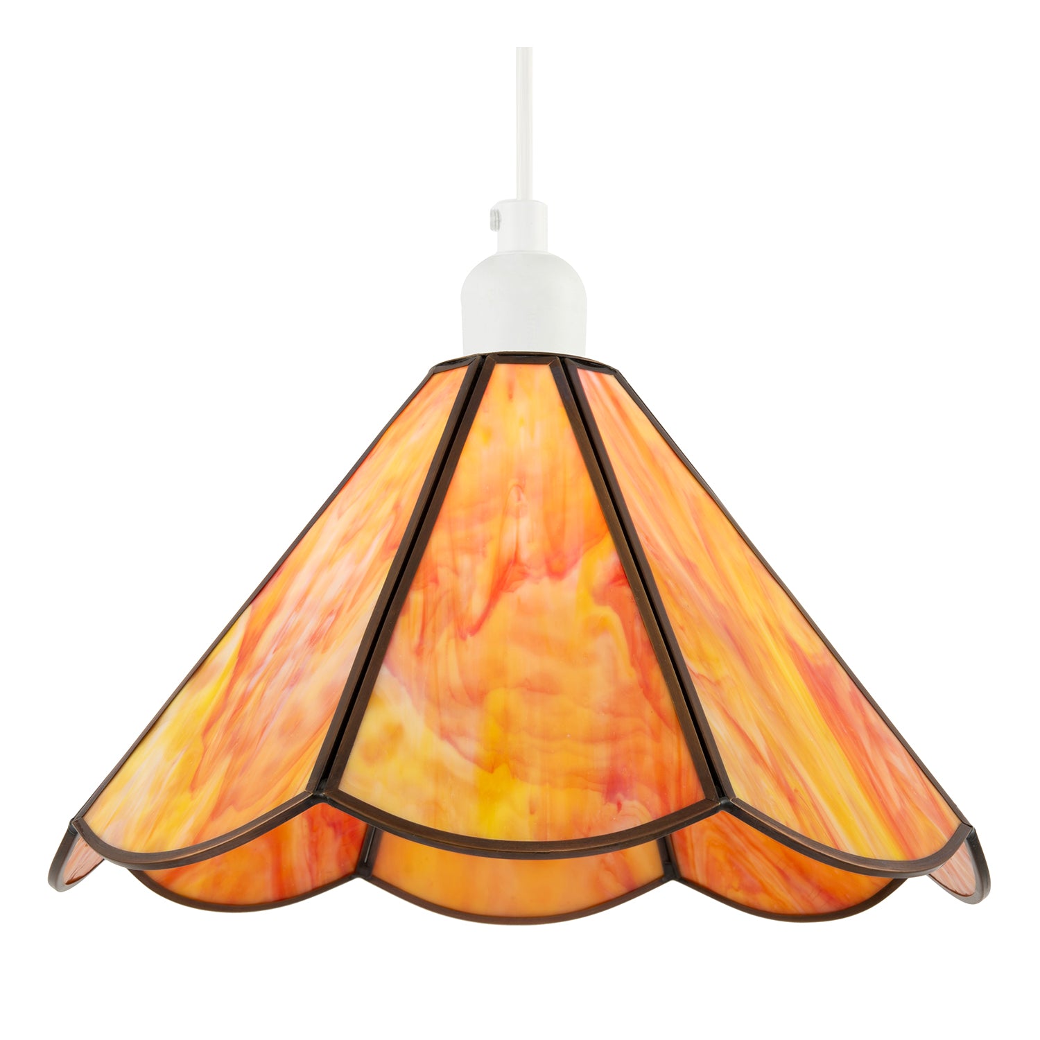Classic Orange and Amber Tiffany Glass Easy Fit Pendant Lighting Shade Image 2