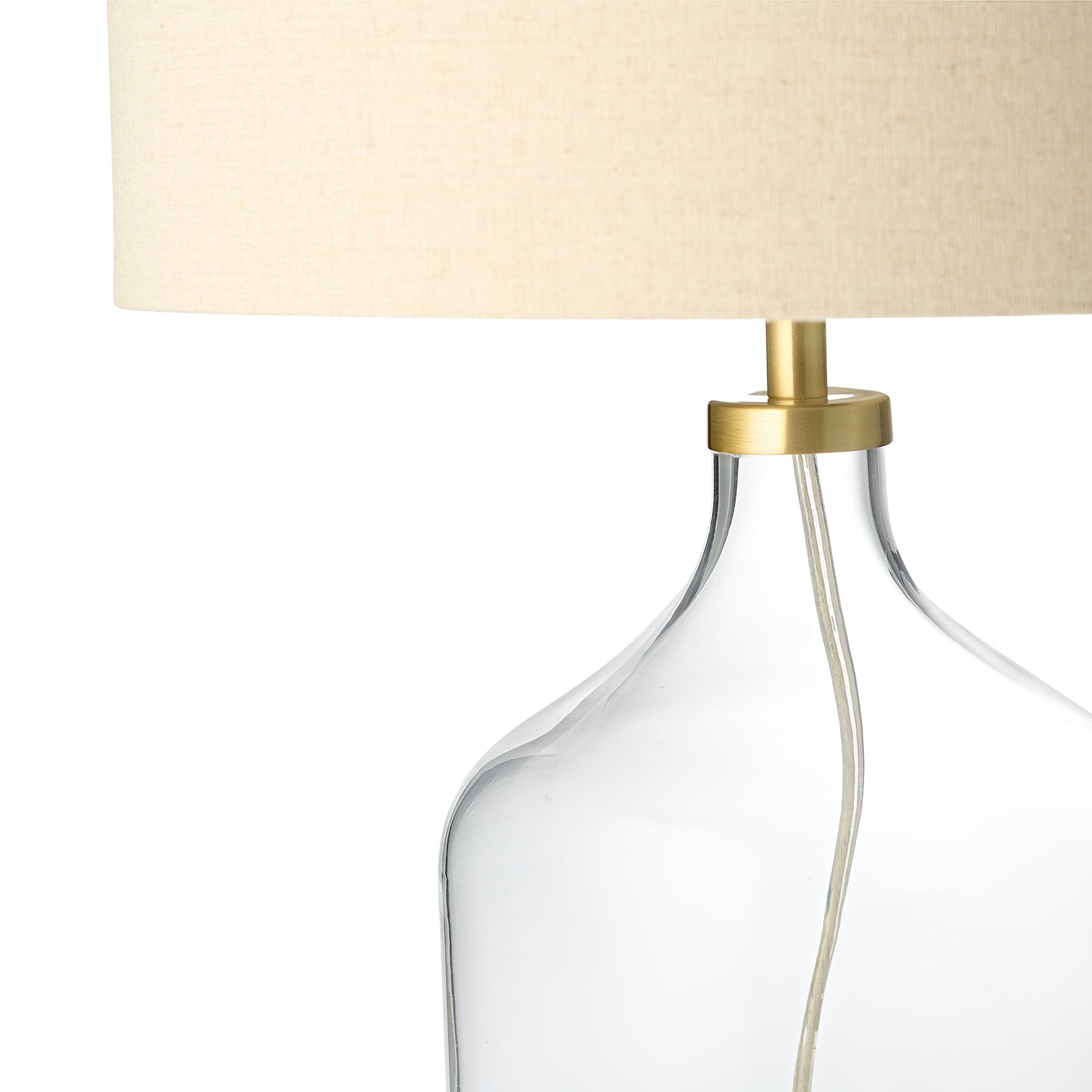 Contemporary Elegant Table Lamp with Clear Glass Base and Oatmeal Linen Shade Image 4