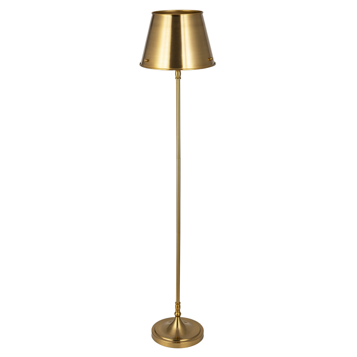 Traditional and Timeless Aged Brass Floor Lamp with Unique Metal Shade Image 4